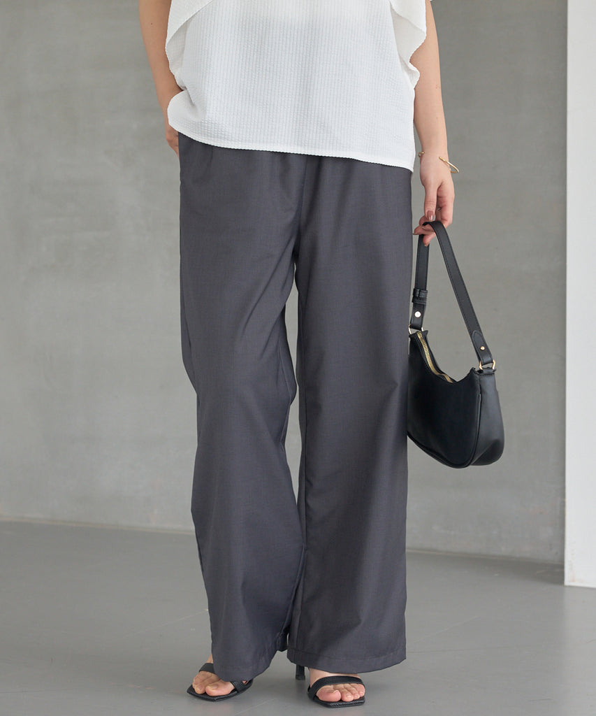 【洗える】シャーリングウエストイージーパンツ