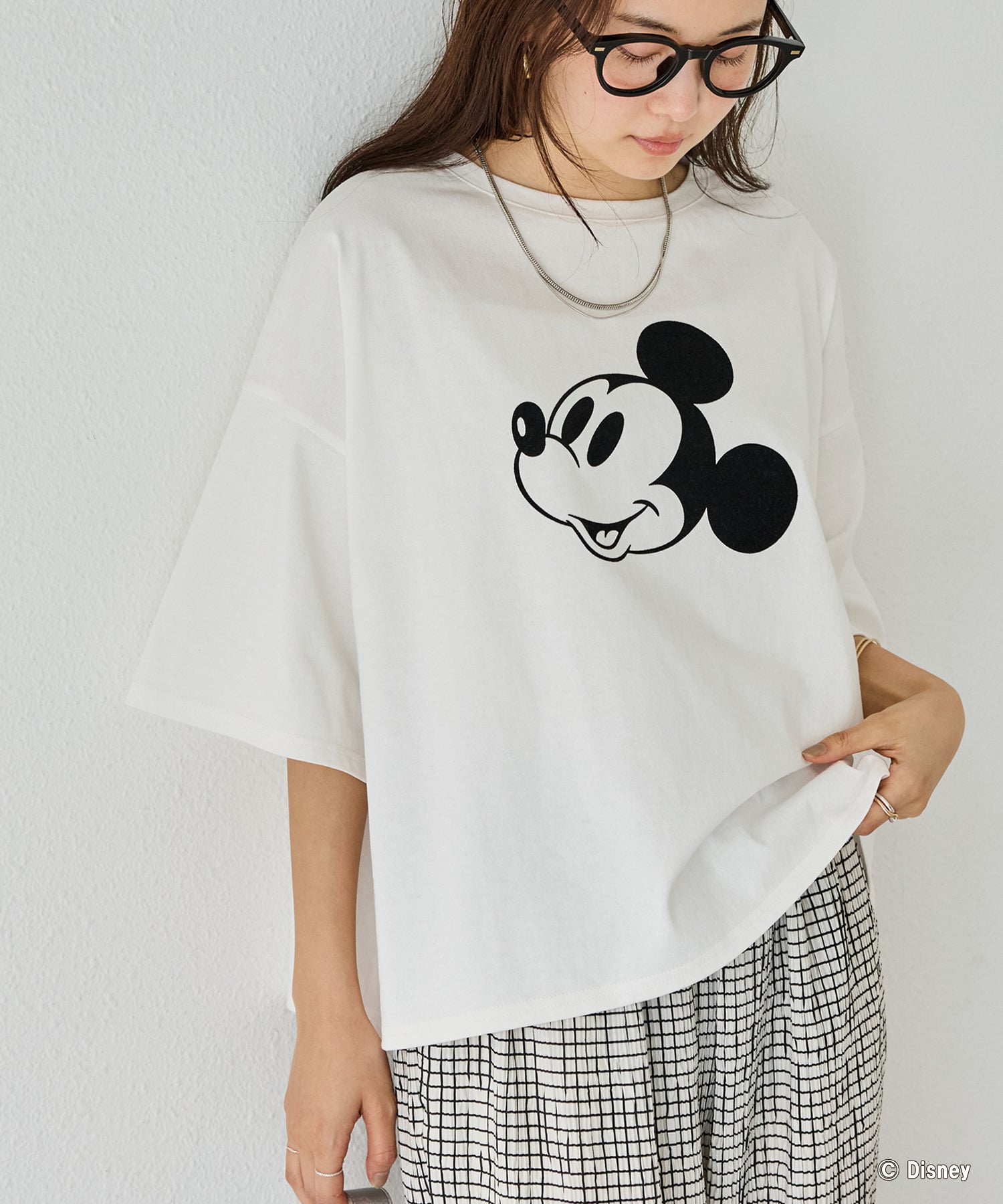ミッキー/フロッキープリントTシャツ