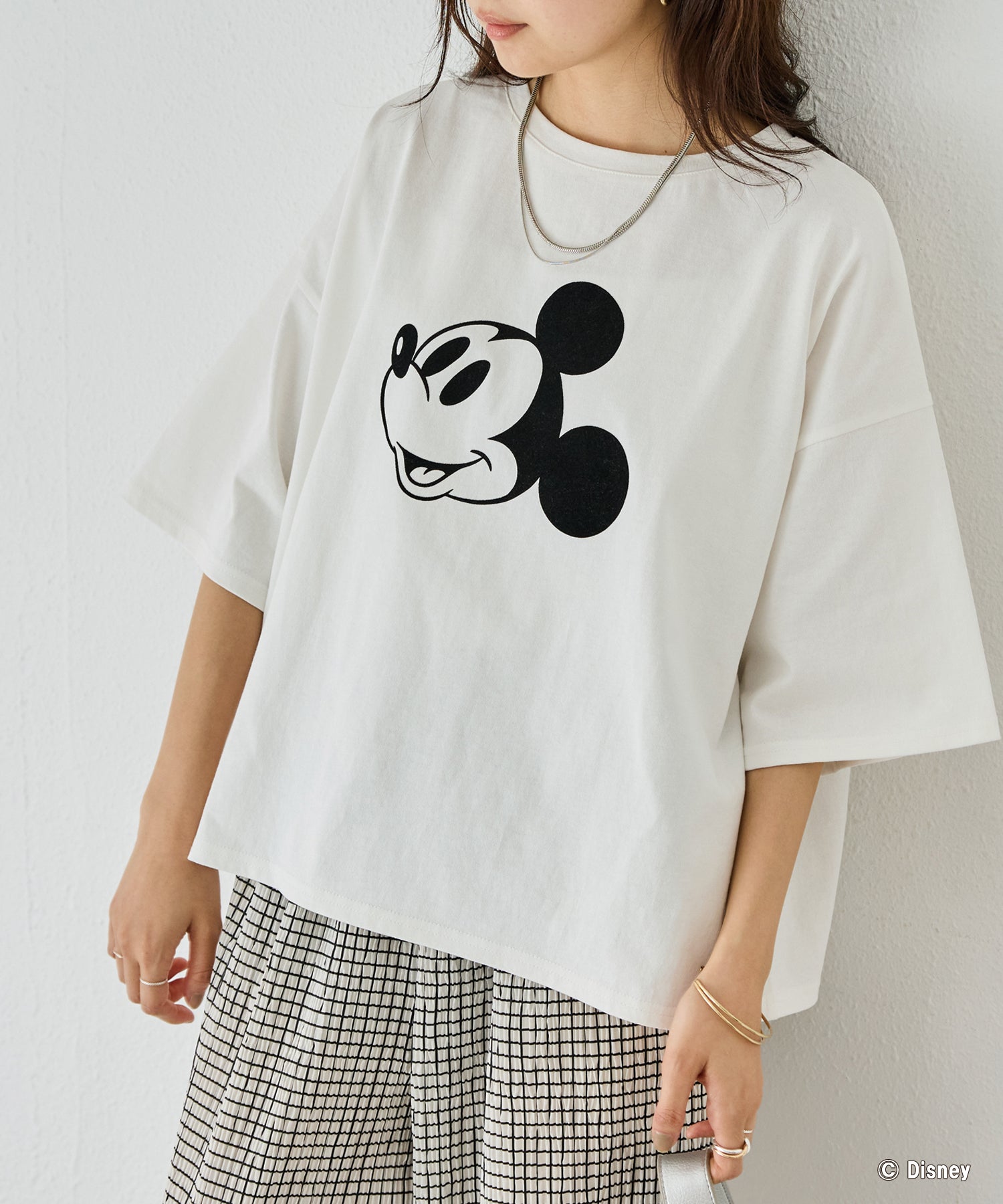 ミッキー/フロッキープリントTシャツ