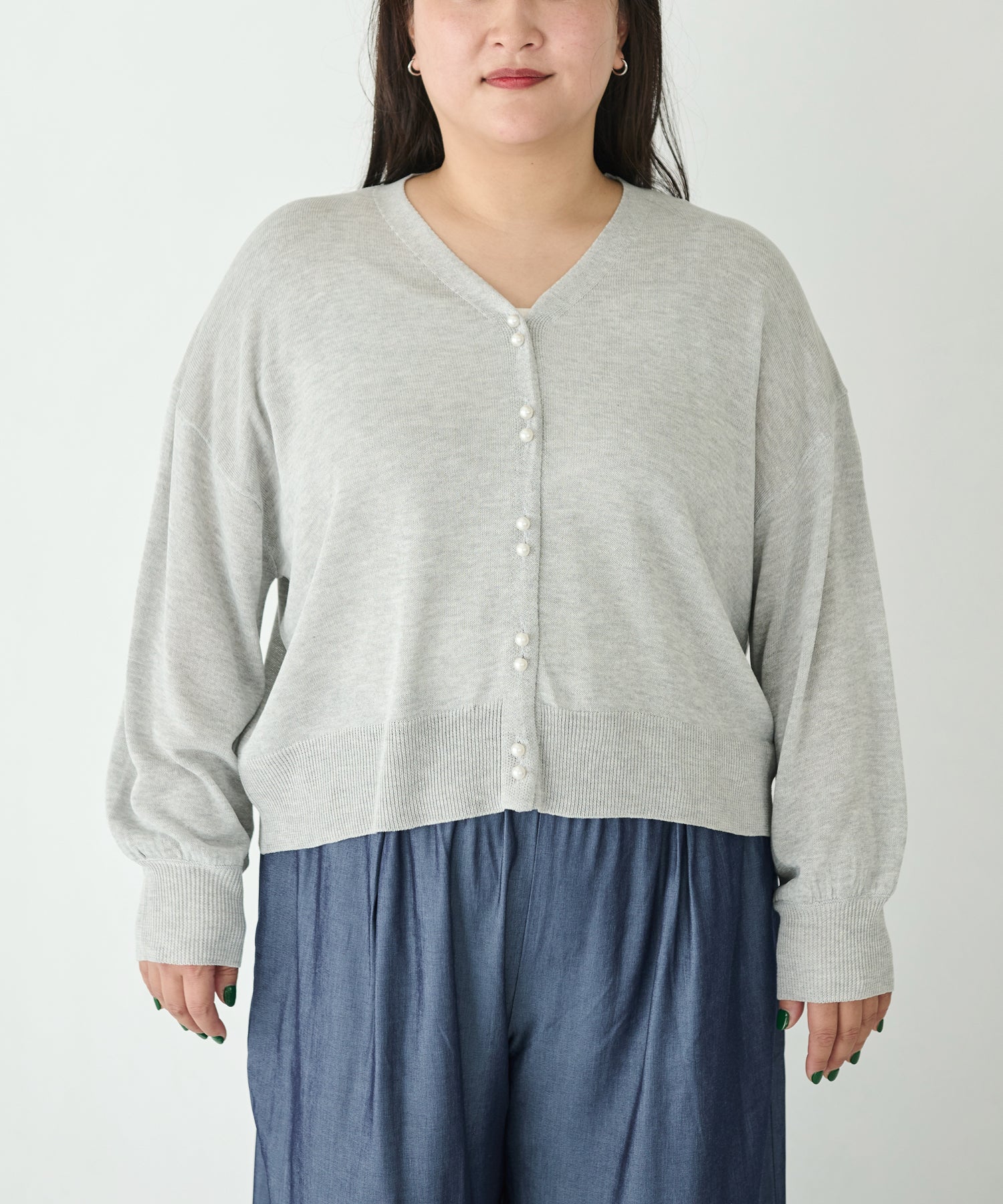 フロント　ライトグレー　model:161cm 着用サイズ:3L
