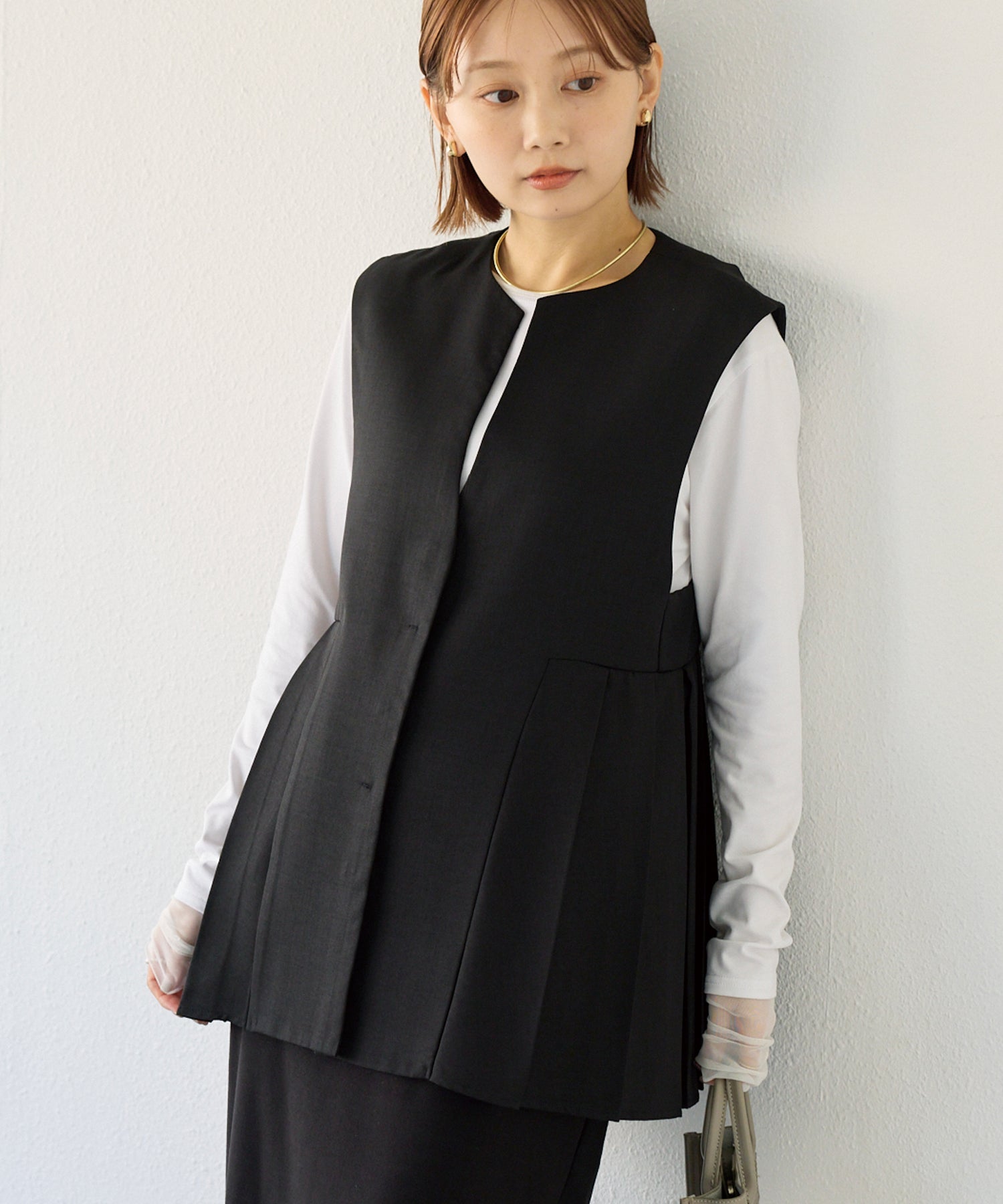 好機能シリーズ】接触冷感/UVカット｜プリーツベスト | ラビアンジェ