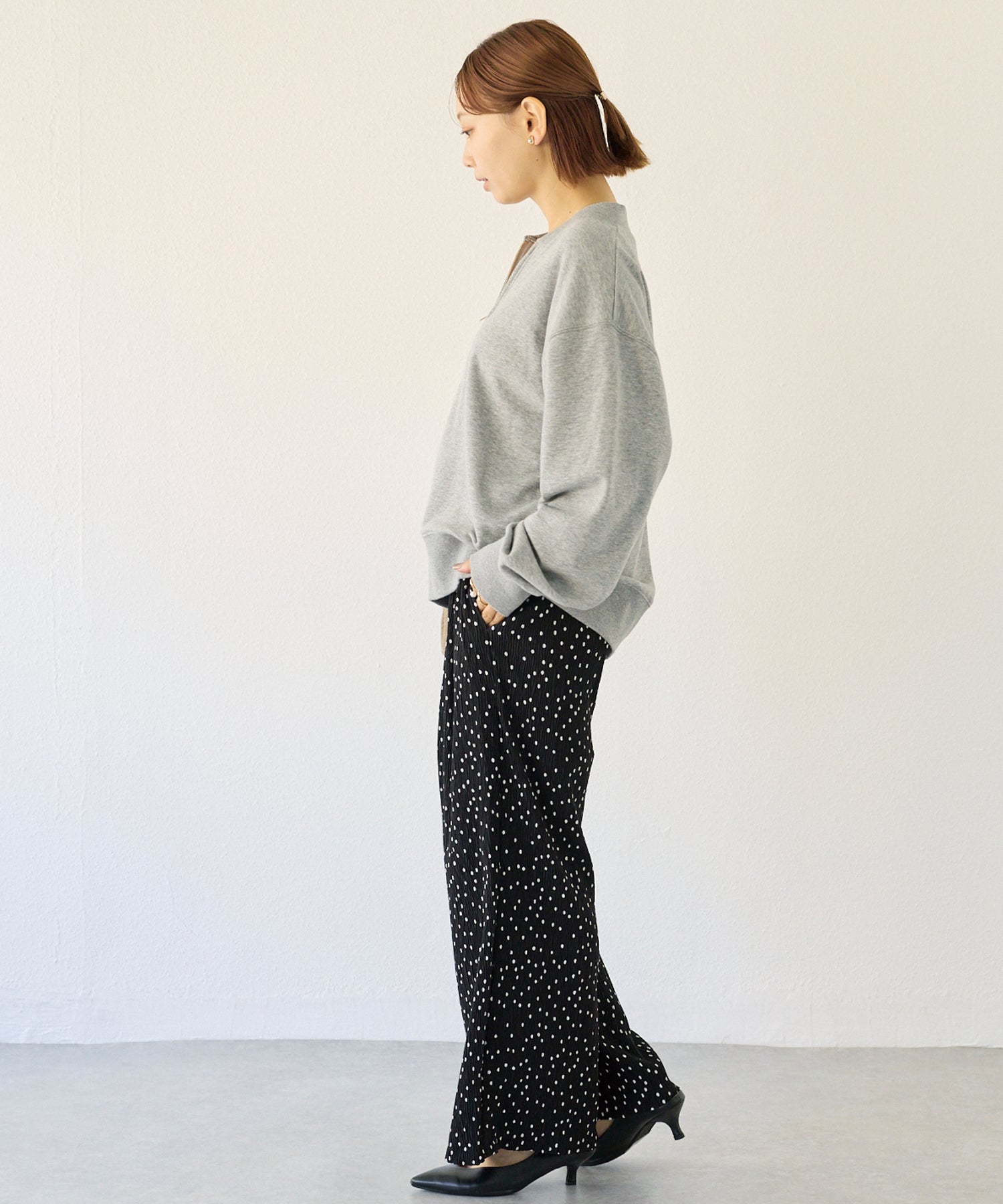 【洗える】ドットイージーパンツ