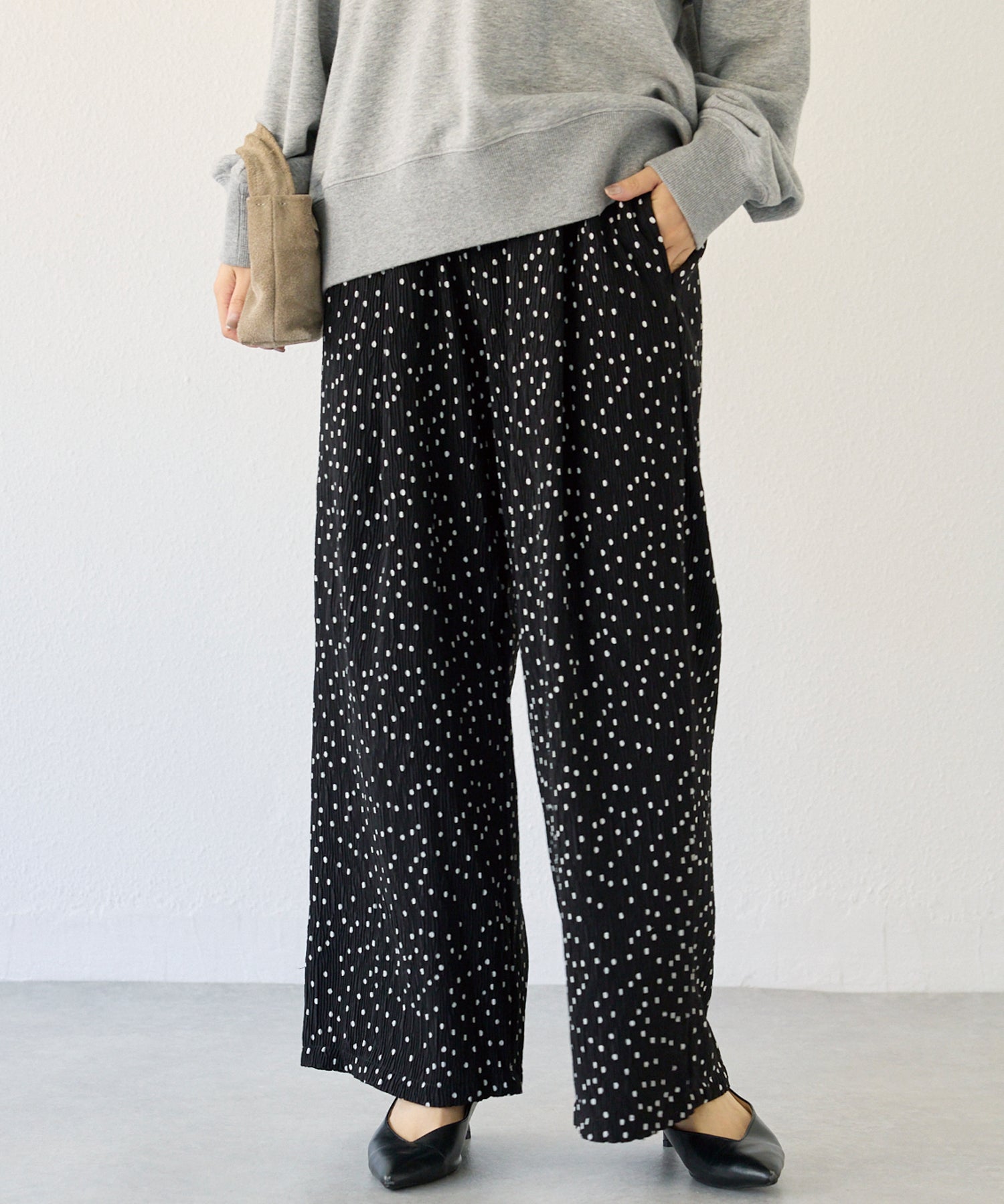 【洗える】ドットイージーパンツ