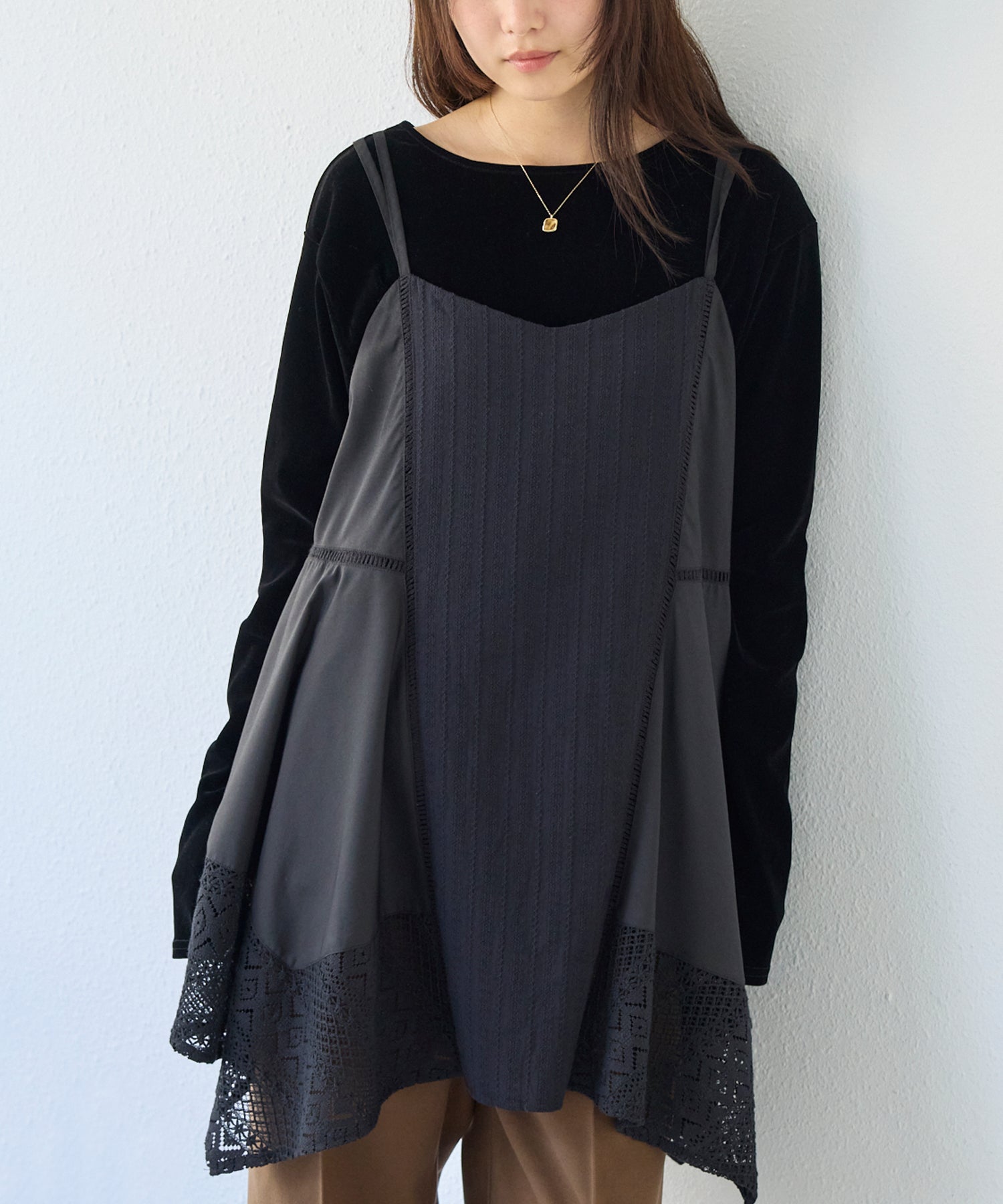 レース切替キャミチュニック