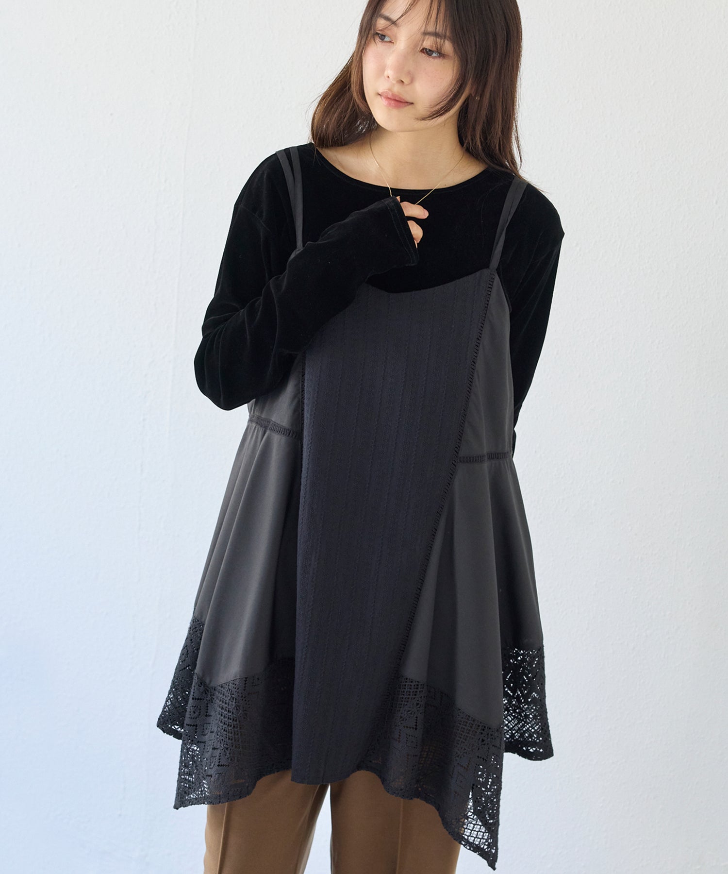 レース切替キャミチュニック