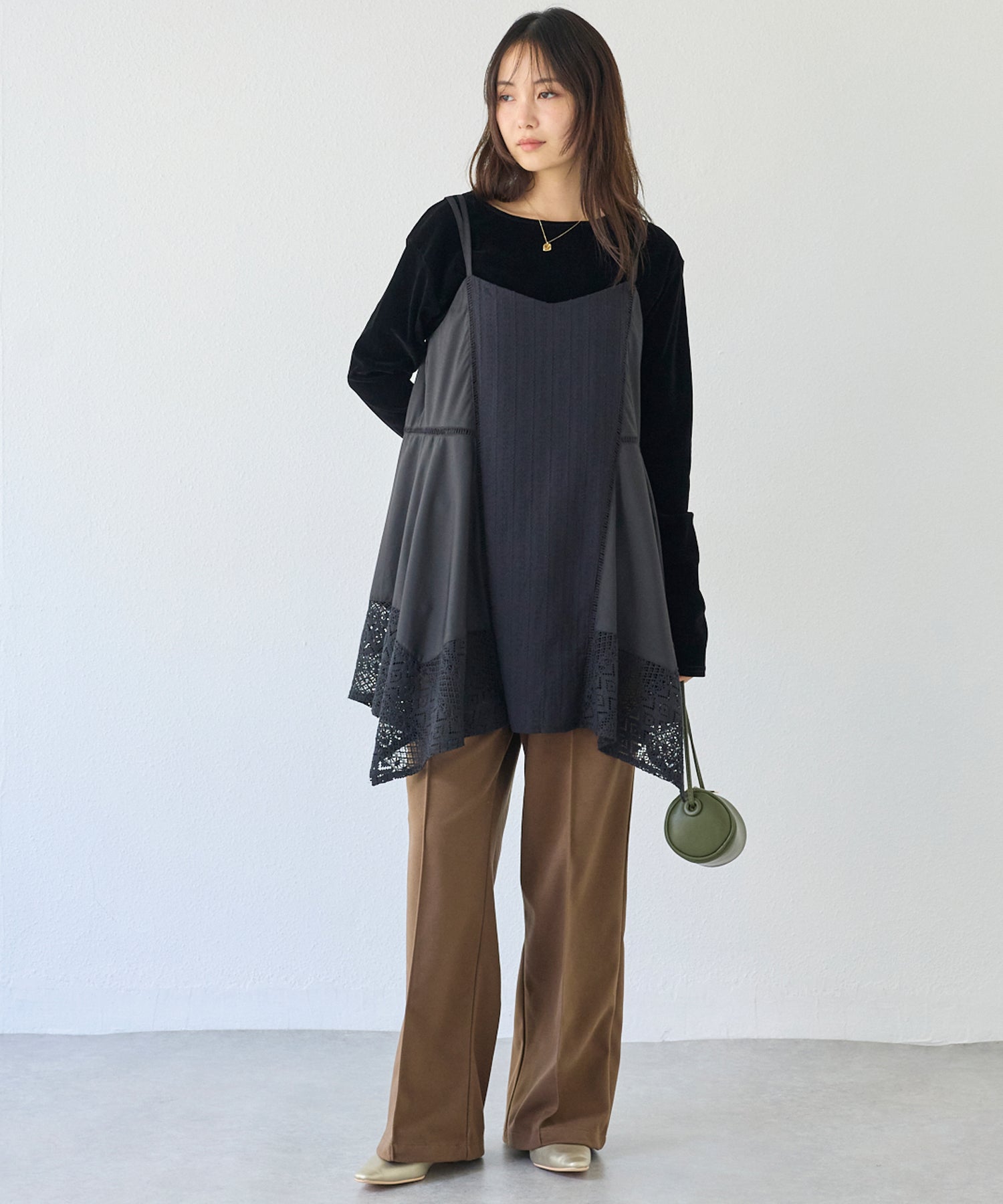 レース切替キャミチュニック