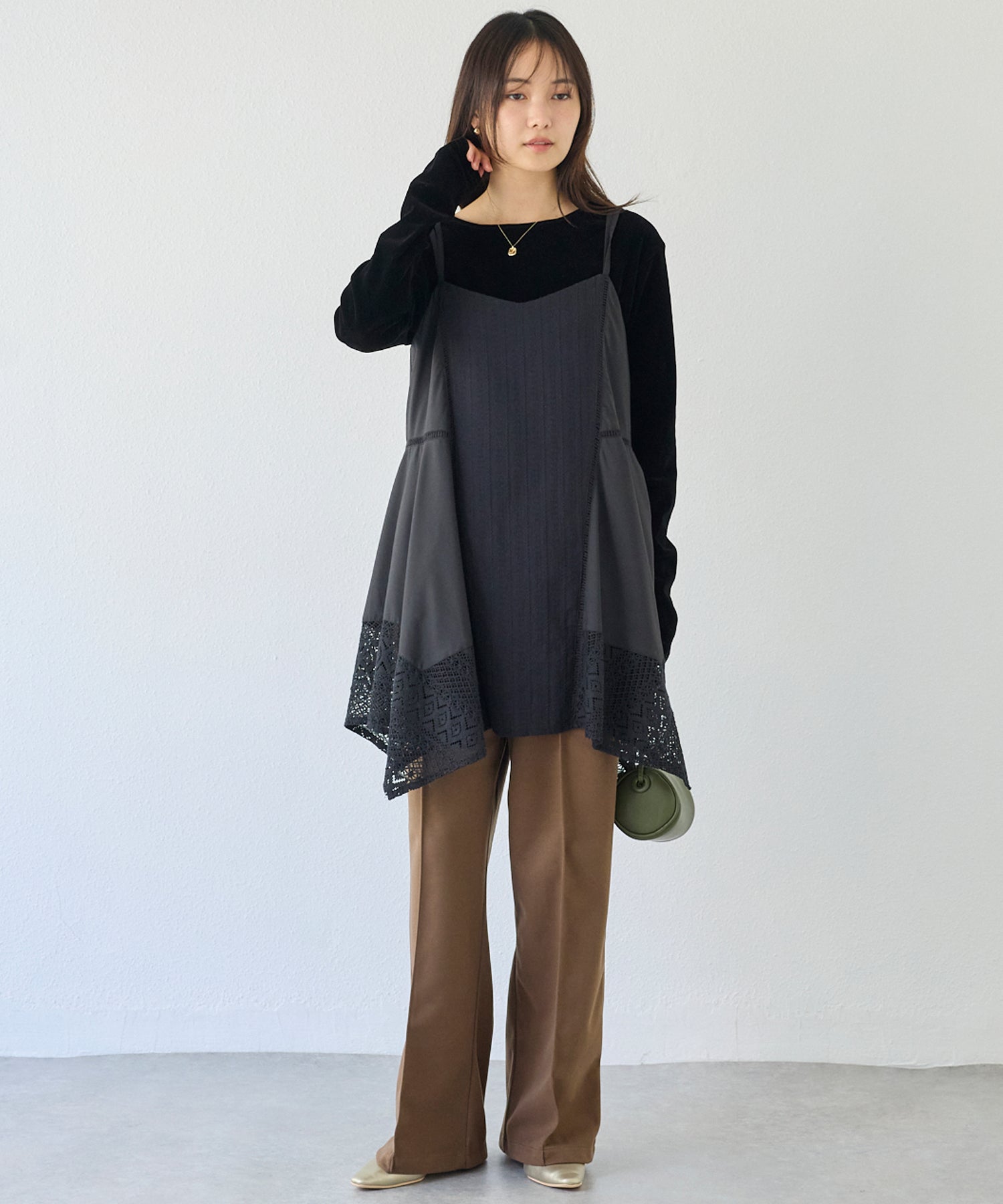 レース切替キャミチュニック