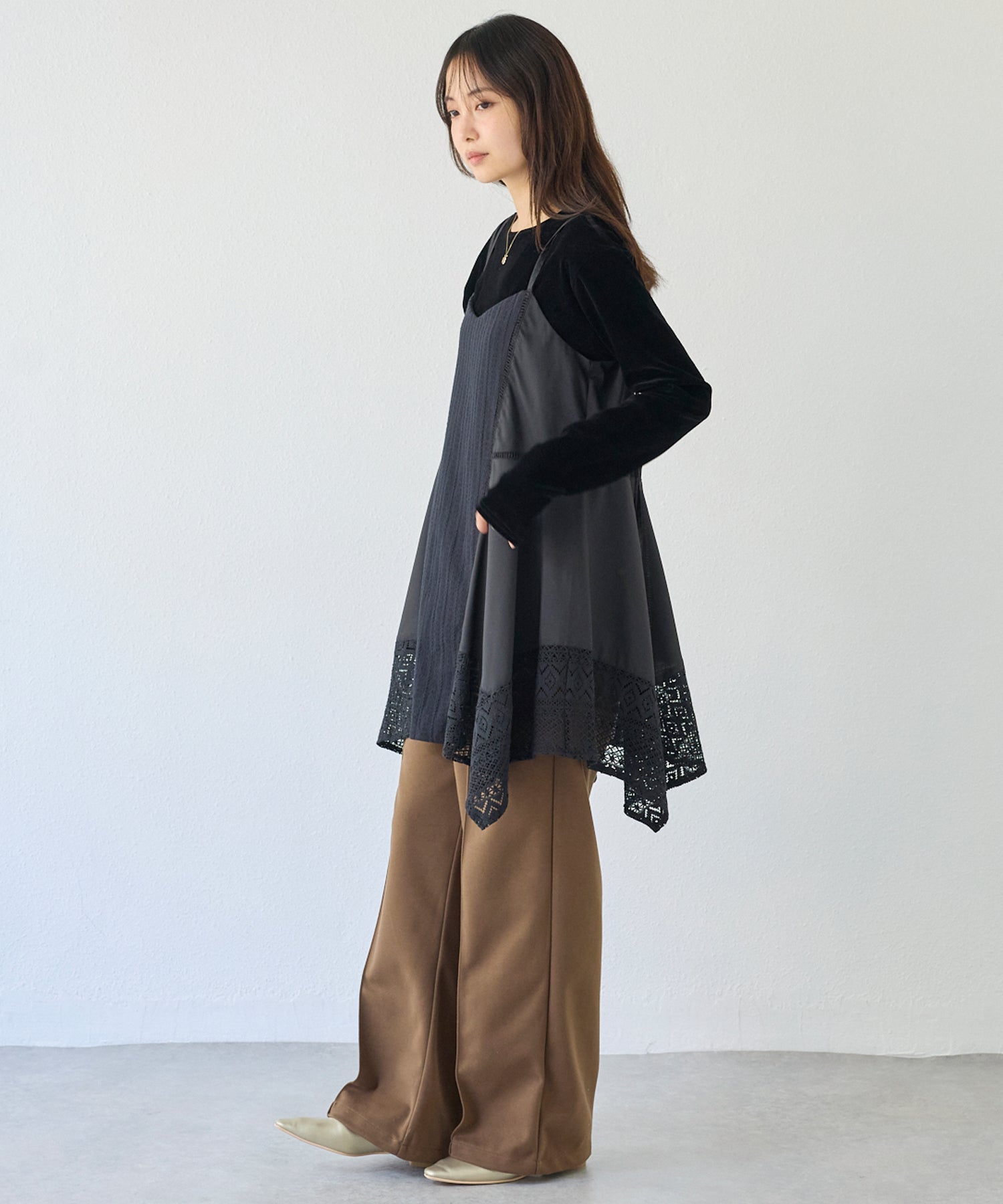 レース切替キャミチュニック