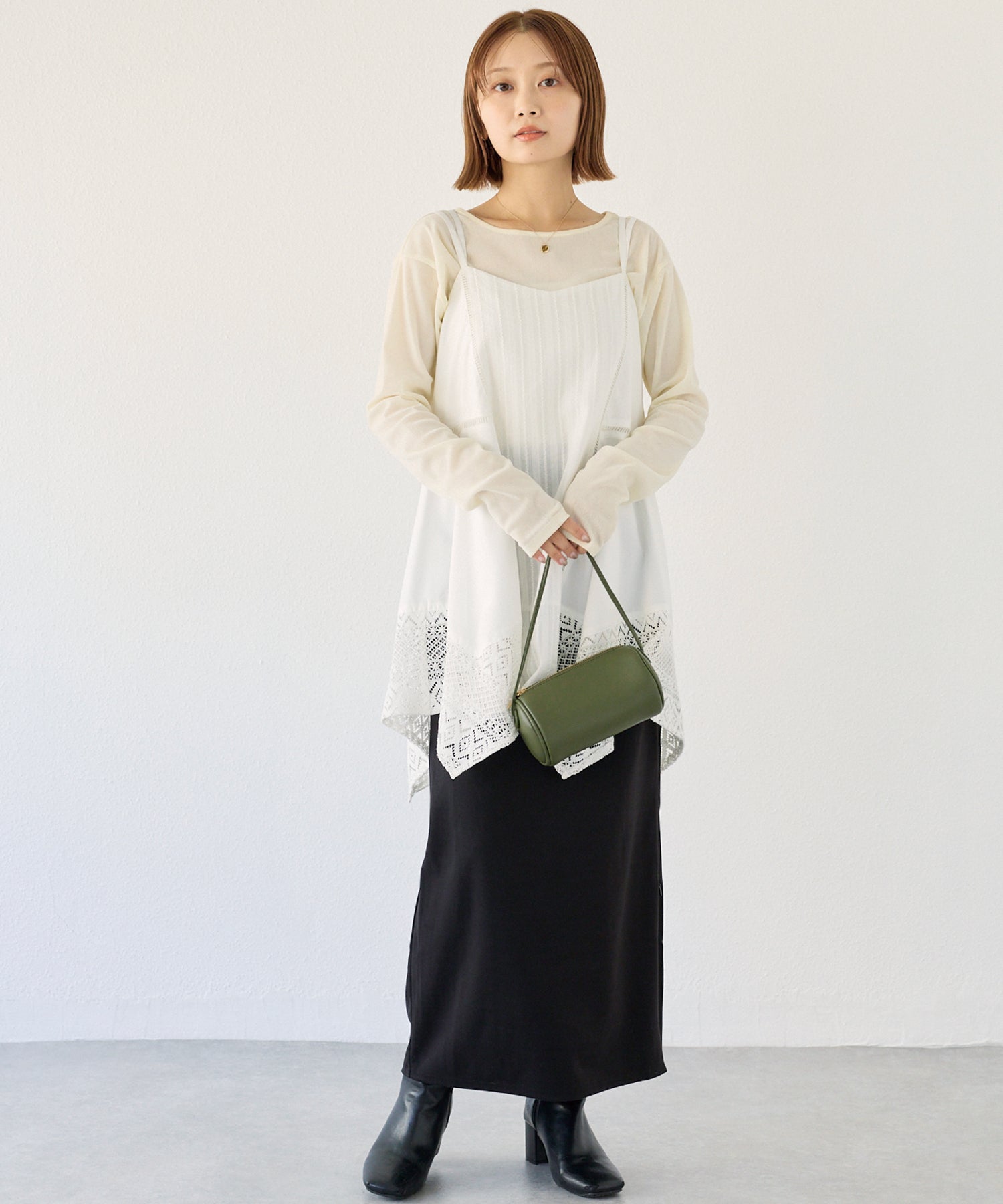 レース切替キャミチュニック