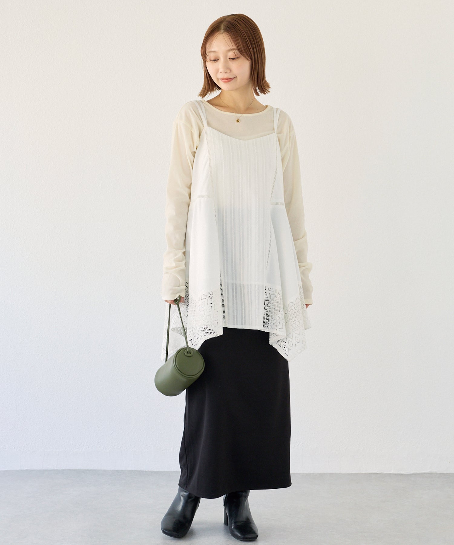 レース切替キャミチュニック