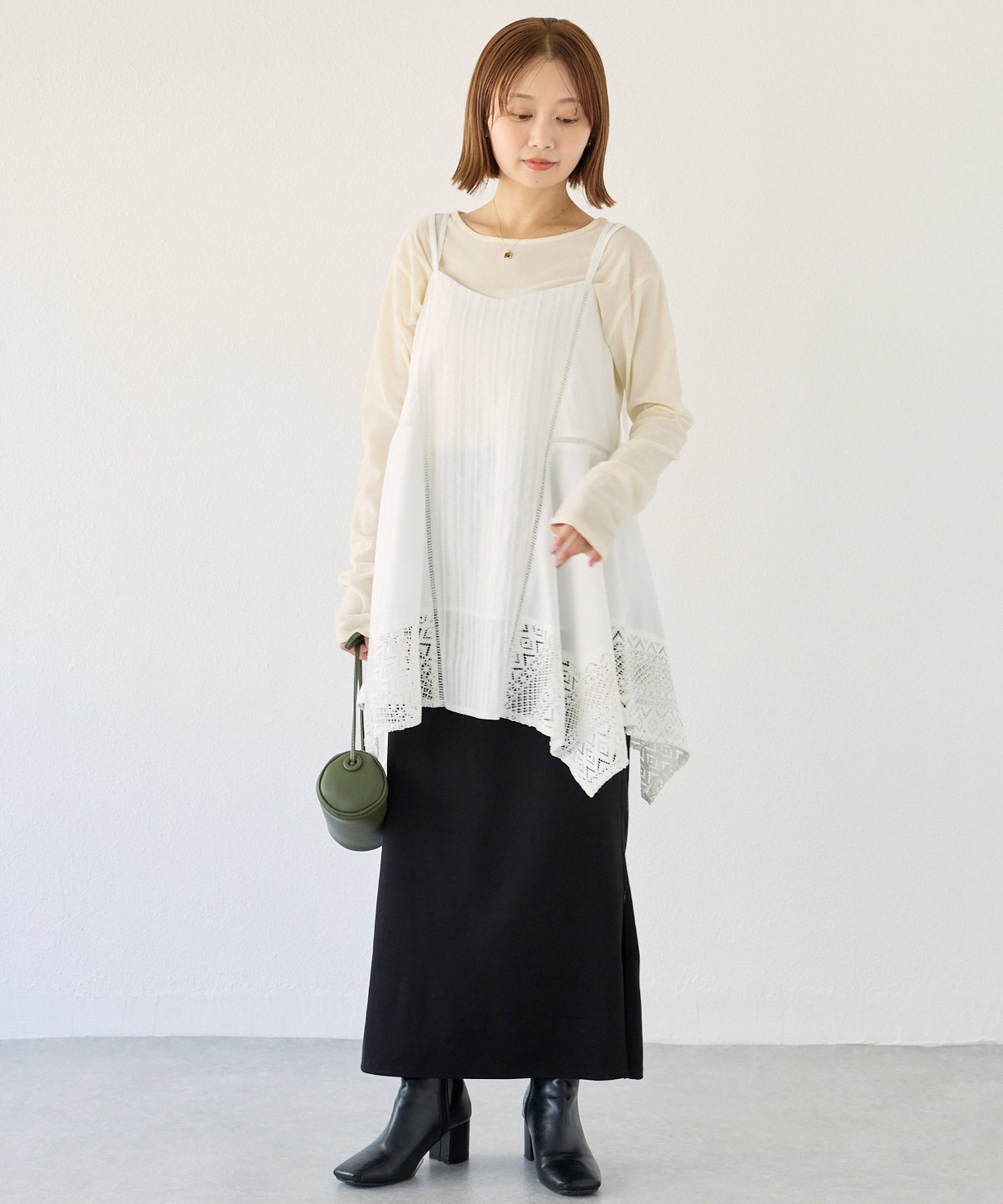 レース切替キャミチュニック