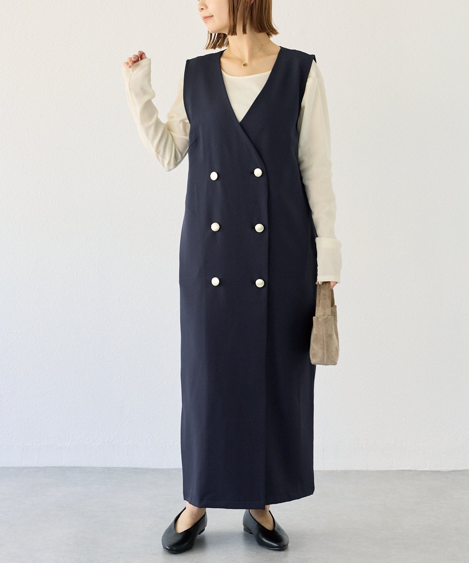 ダブル釦ジャンスカワンピース
