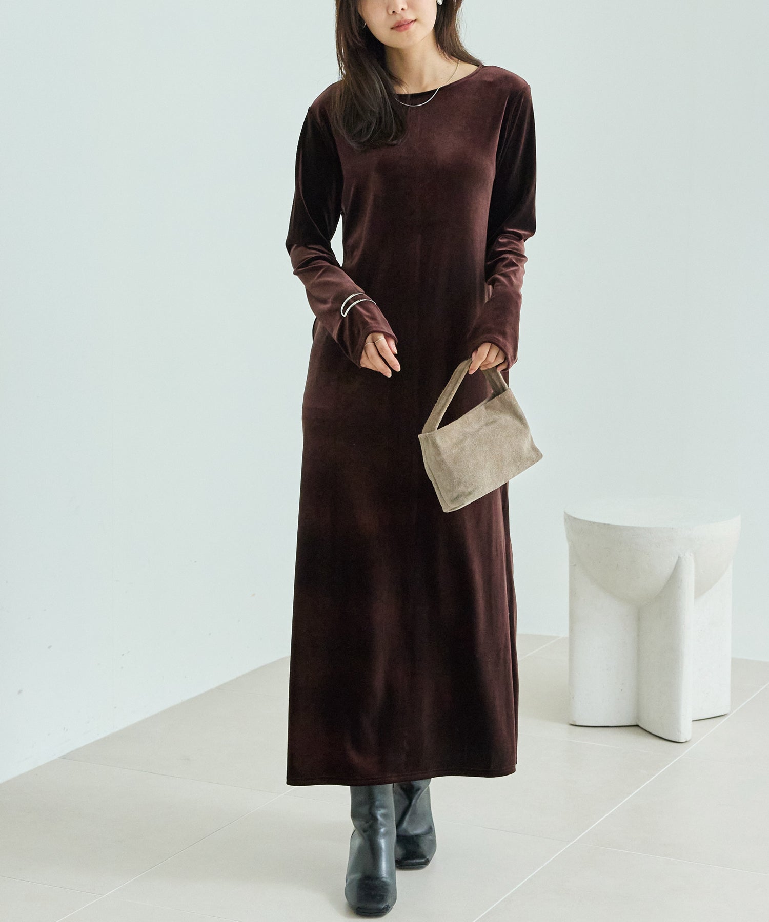 ベロアワンピース | ラビアンジェ-⼤きいサイズのレディース服