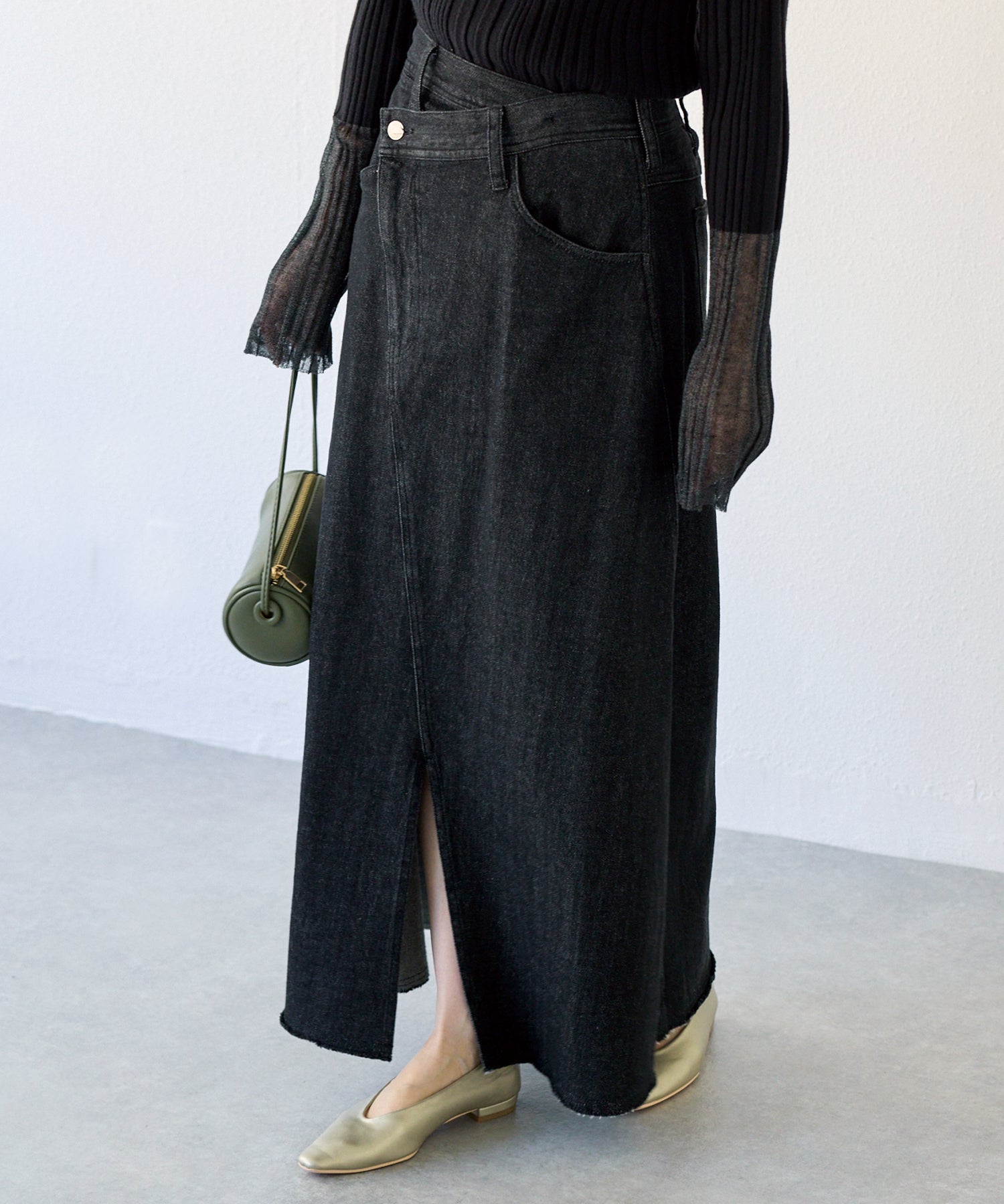 アシメフロントデニムスカート