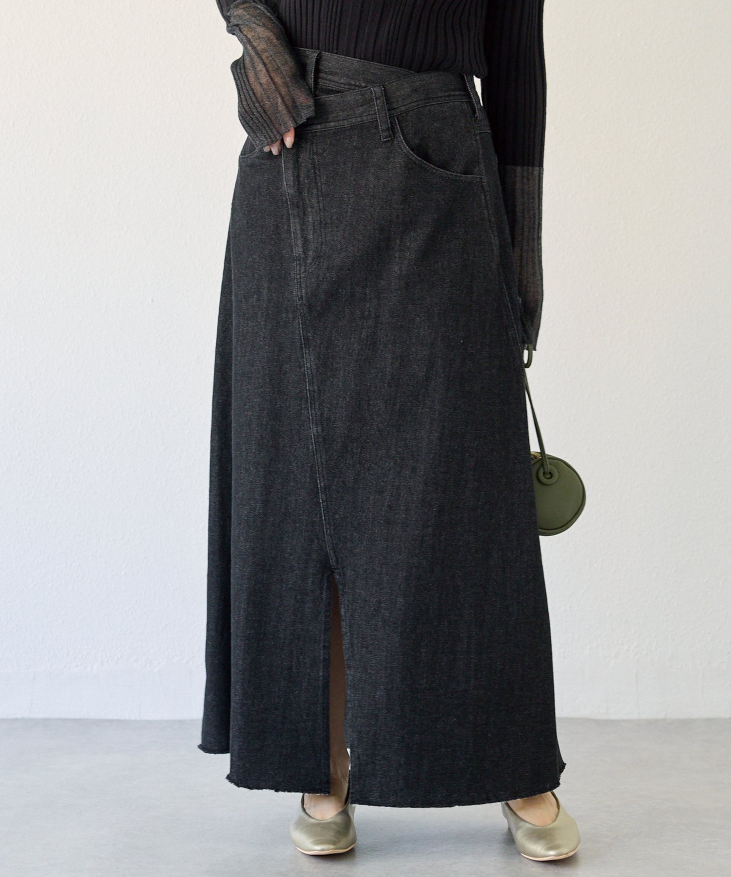 アシメフロントデニムスカート