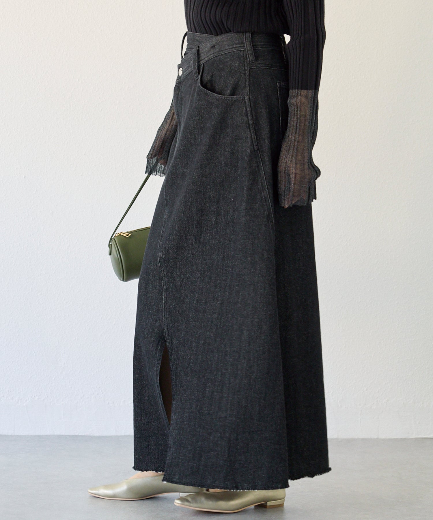 アシメフロントデニムスカート