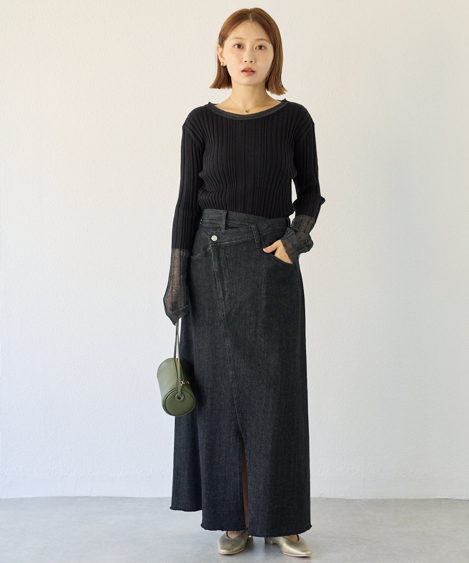 アシメフロントデニムスカート