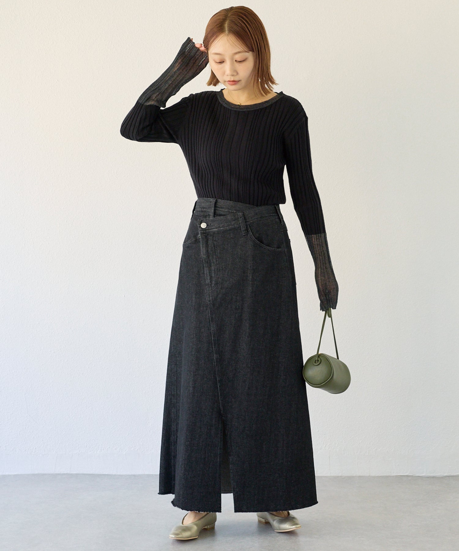 アシメフロントデニムスカート