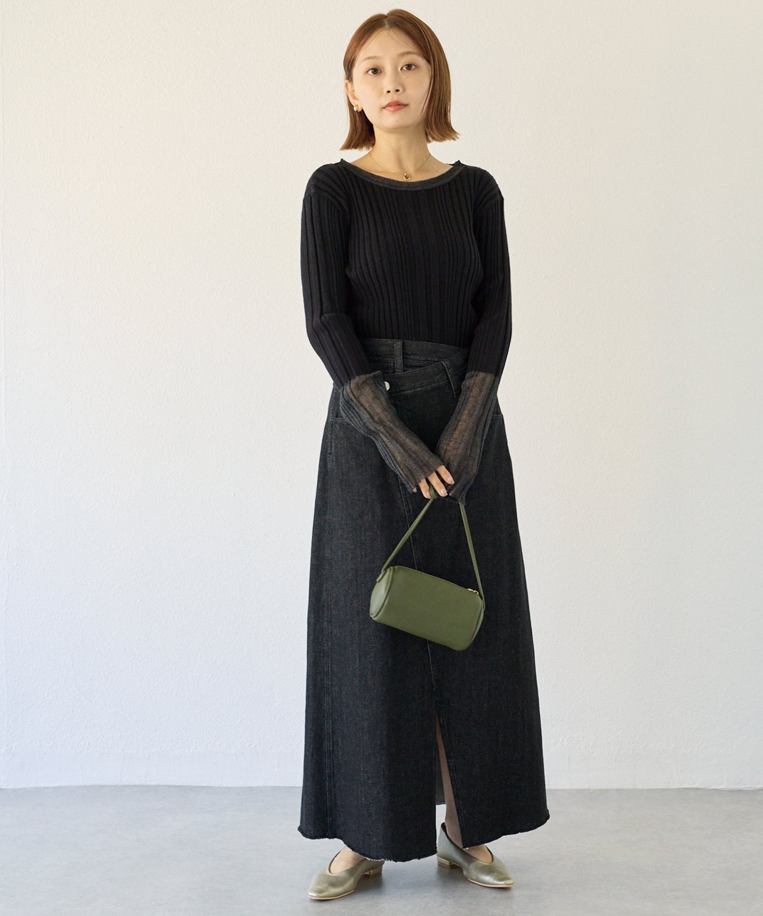 アシメフロントデニムスカート