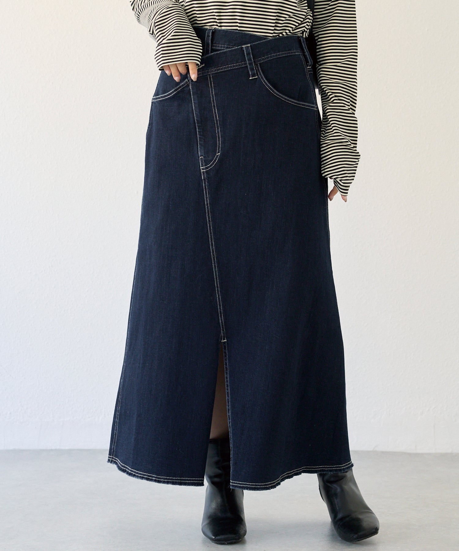アシメフロントデニムスカート