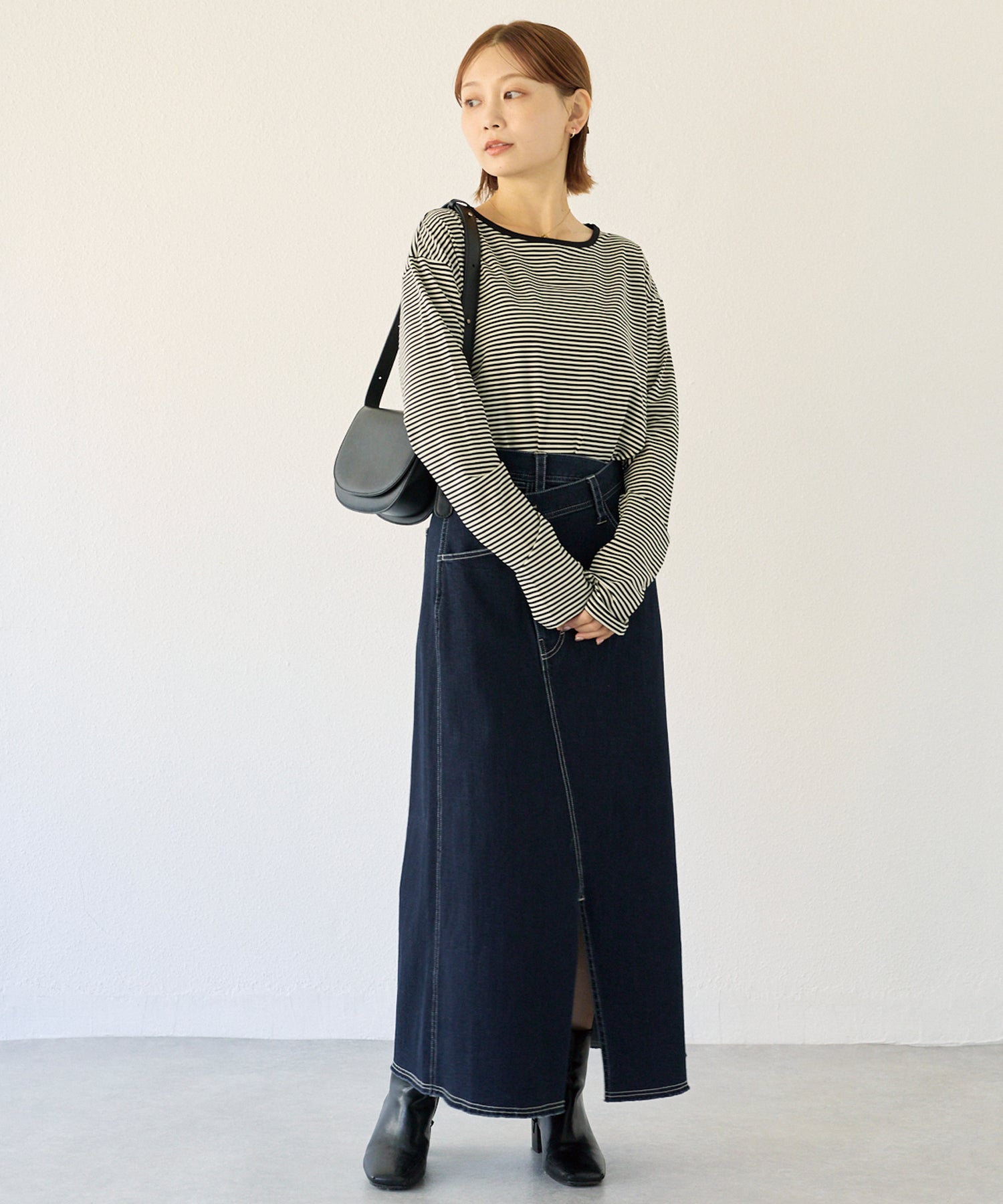 アシメフロントデニムスカート