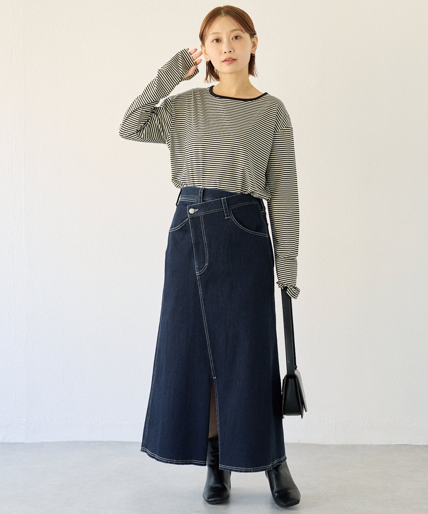 アシメフロントデニムスカート