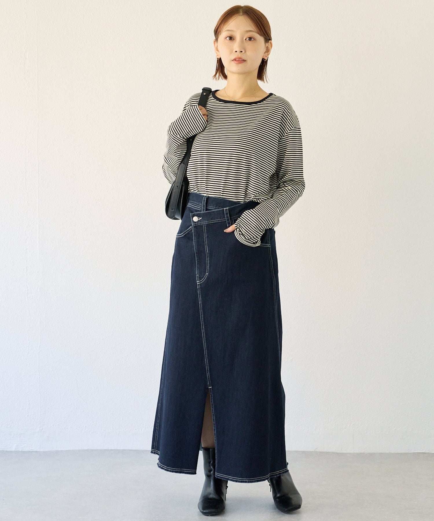 アシメフロントデニムスカート
