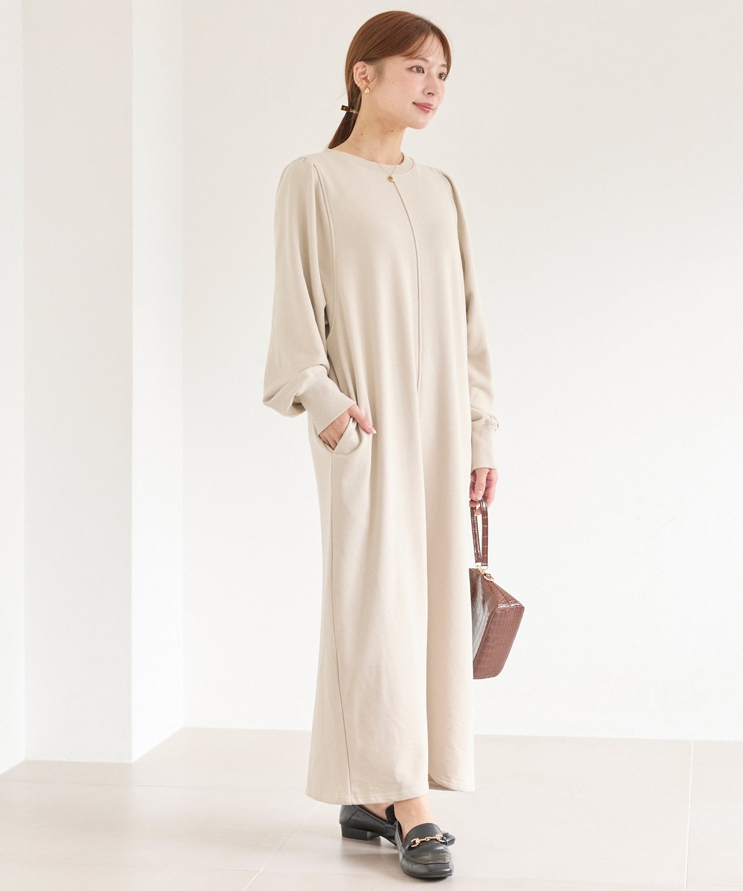 【好機能シリーズ】吸湿発熱/静電気防止/発熱裏毛ワンピース