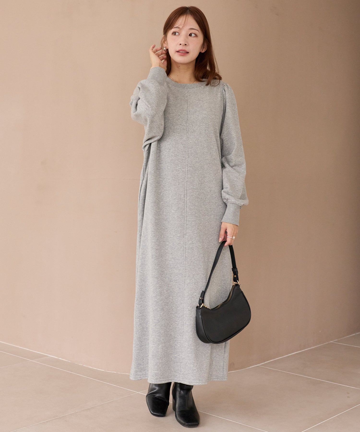 【好機能シリーズ】吸湿発熱/静電気防止/発熱裏毛ワンピース