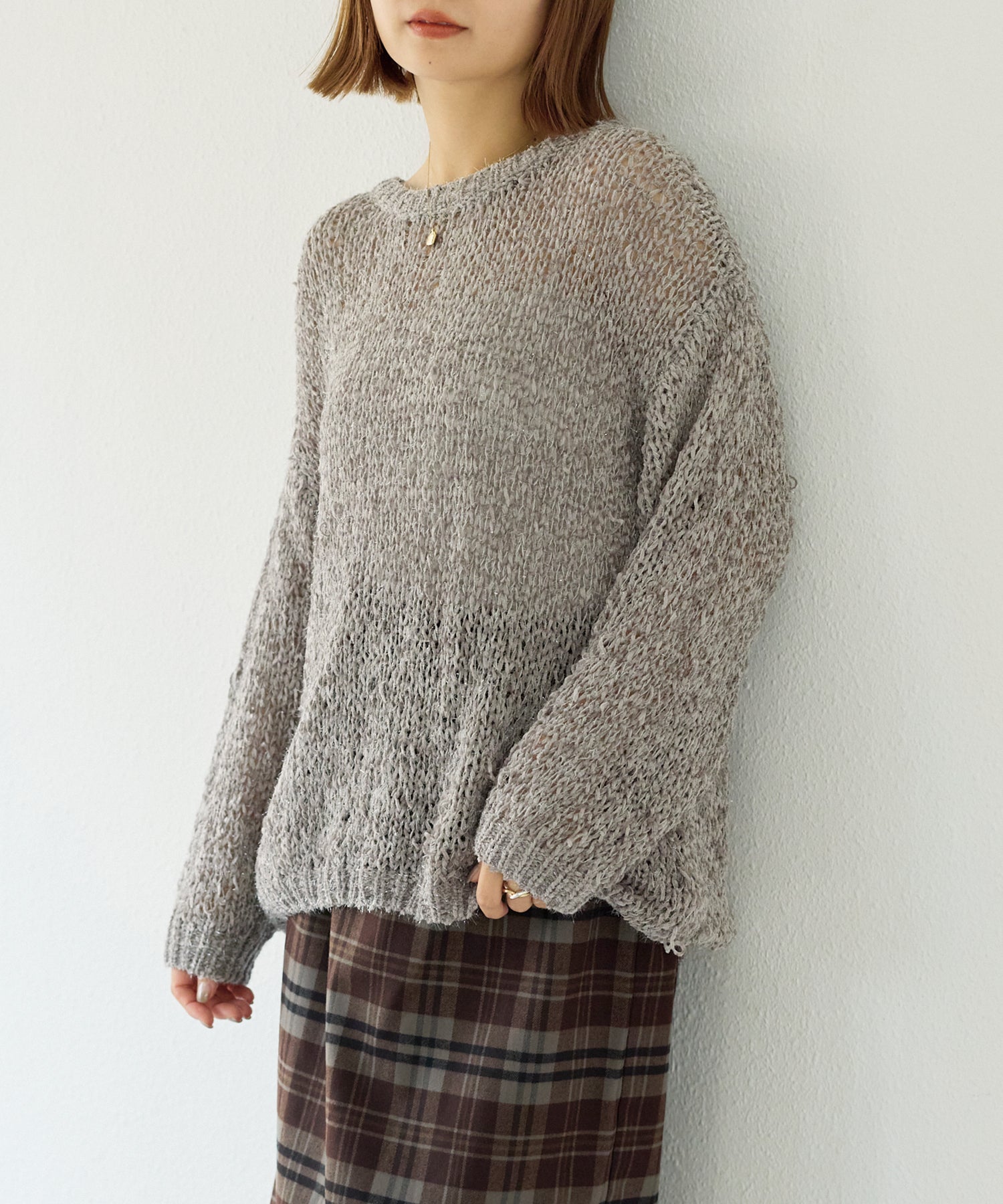 【洗える】ラメモールヤーンプルオーバー