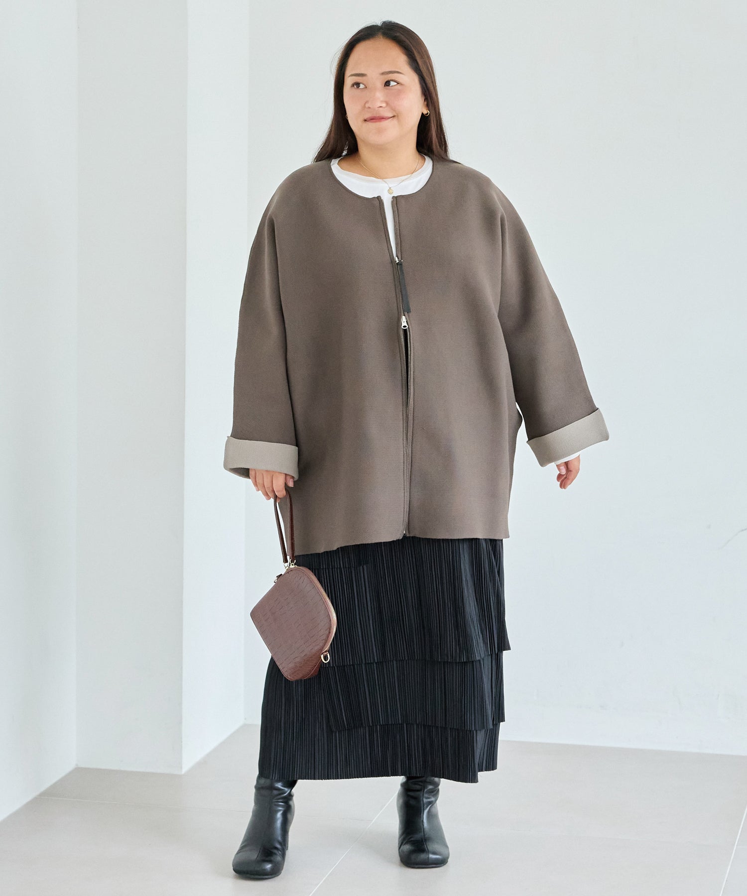 ブラウン　model:161cm 着用サイズ:3L