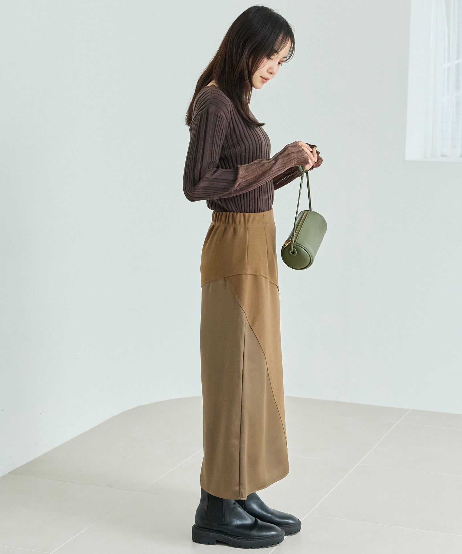 【洗える】シアースリーブリブニット