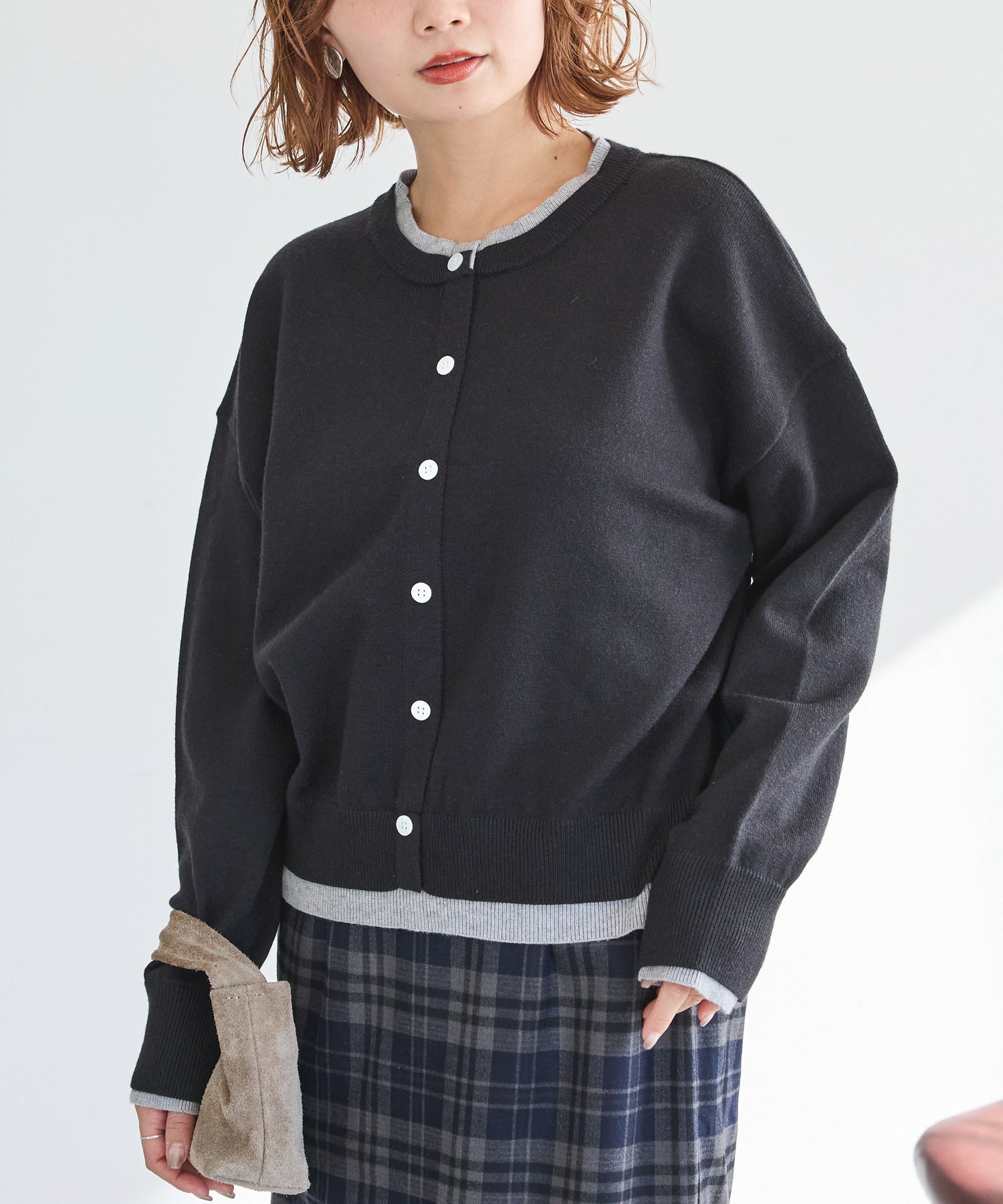 【洗える】レイヤード風カーデライクトップス