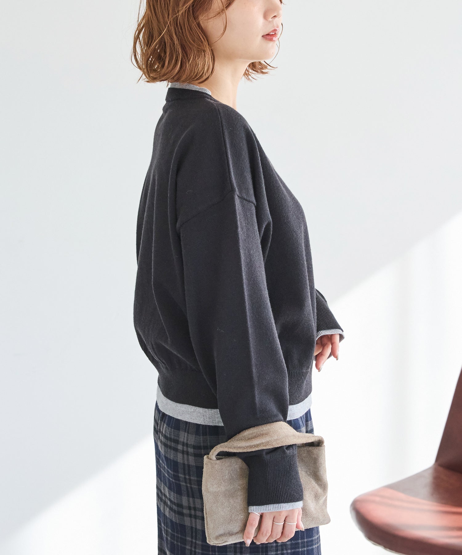 【洗える】レイヤード風カーデライクトップス