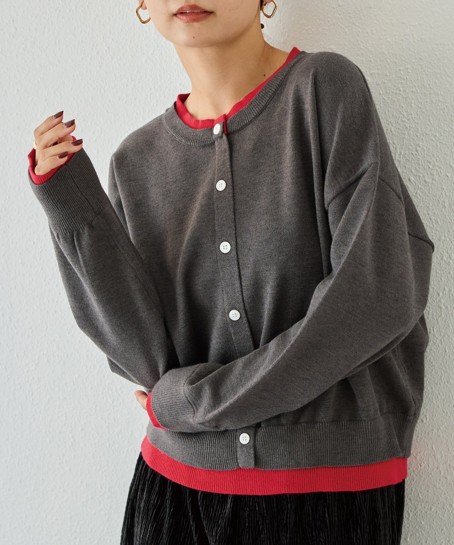 チャコールグレー　model:156cm 着用サイズ:F