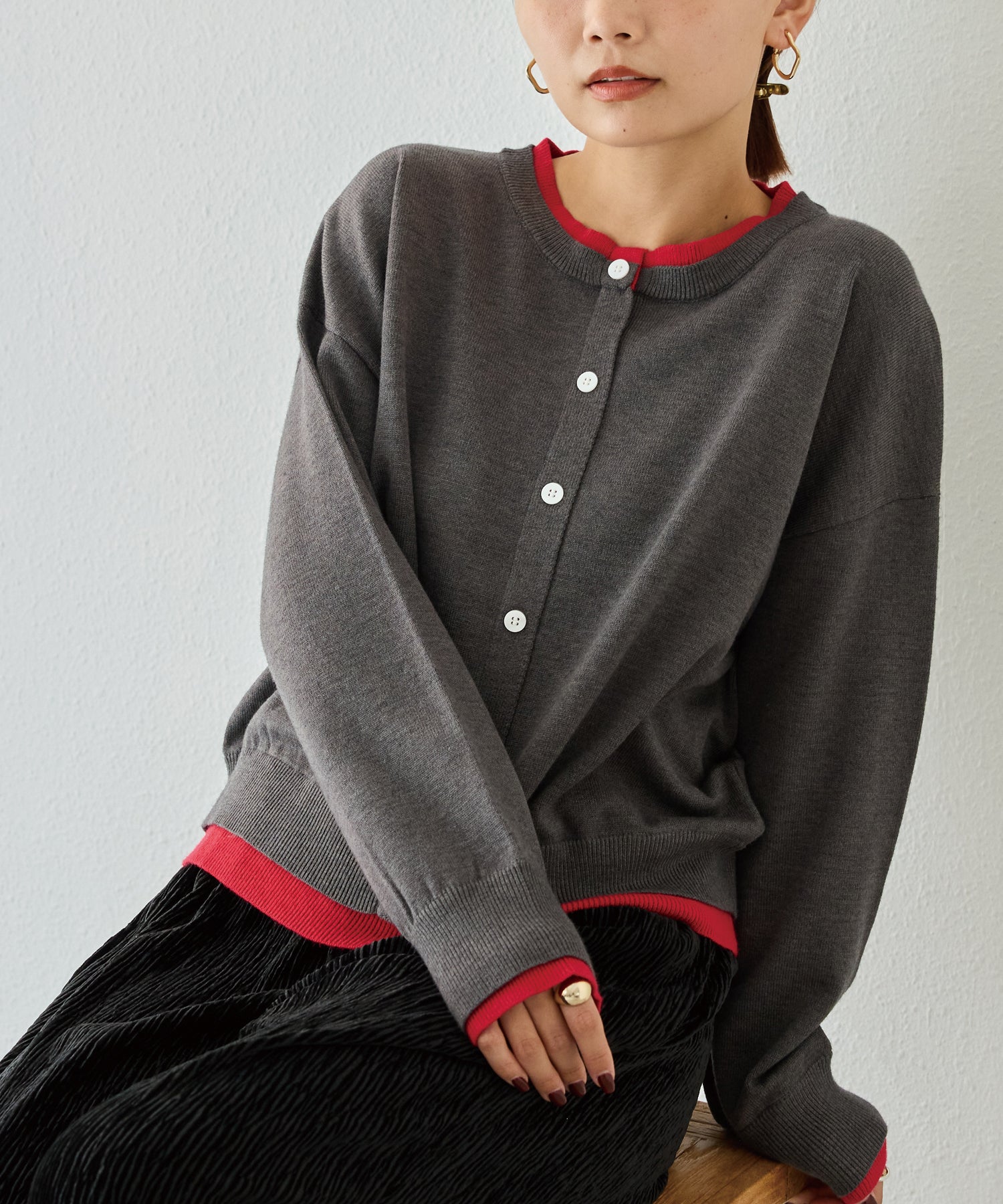 チャコールグレー　model:156cm 着用サイズ:F