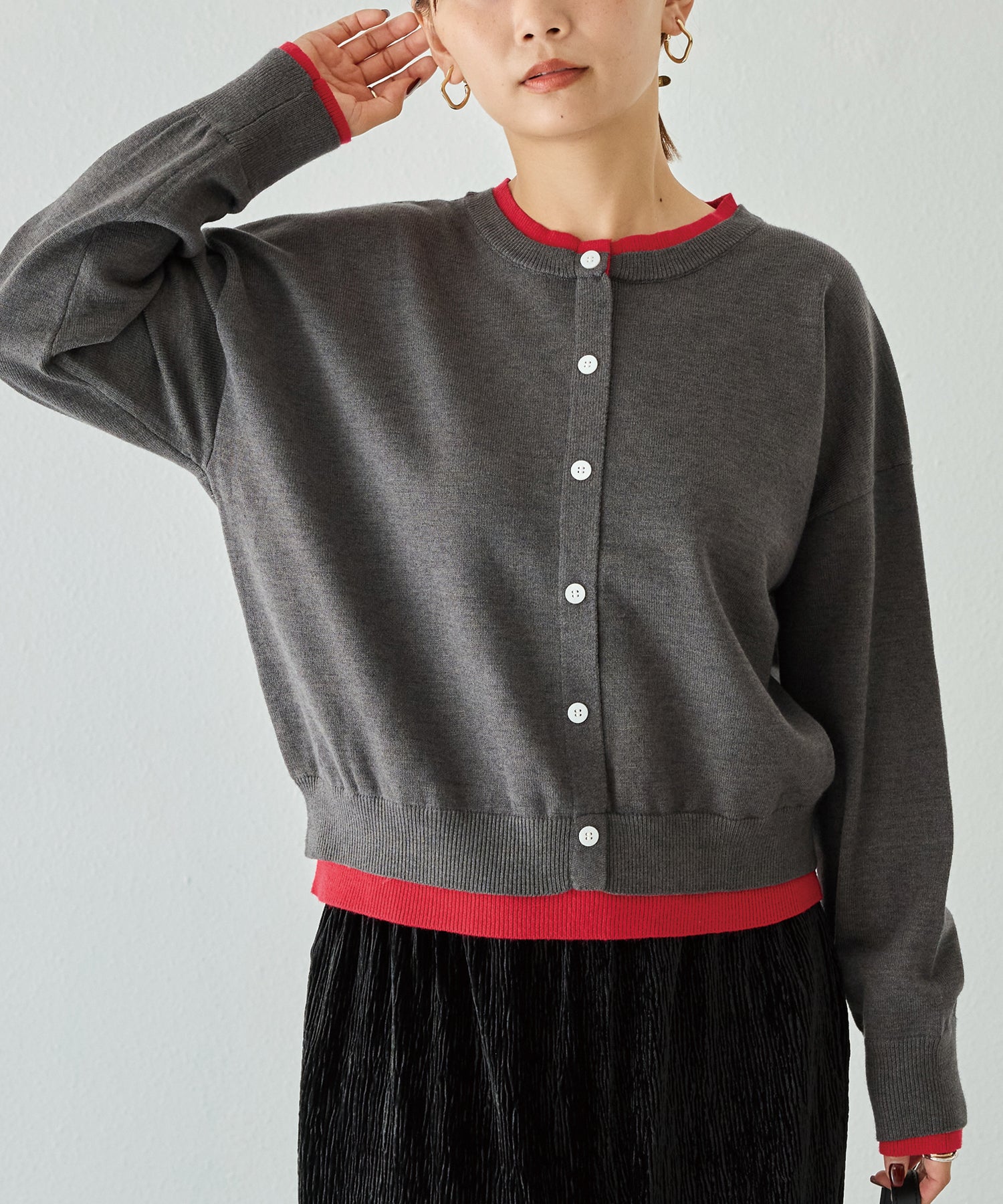 レイヤード風カーデライクトップス