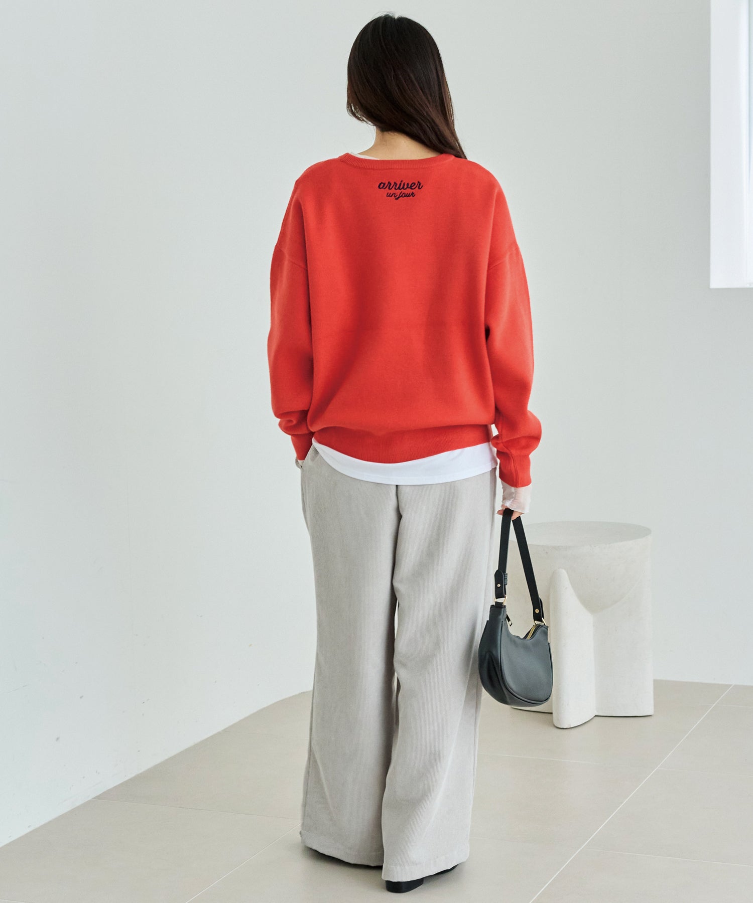 【洗える】チェーンステッチロゴニットプルオーバー