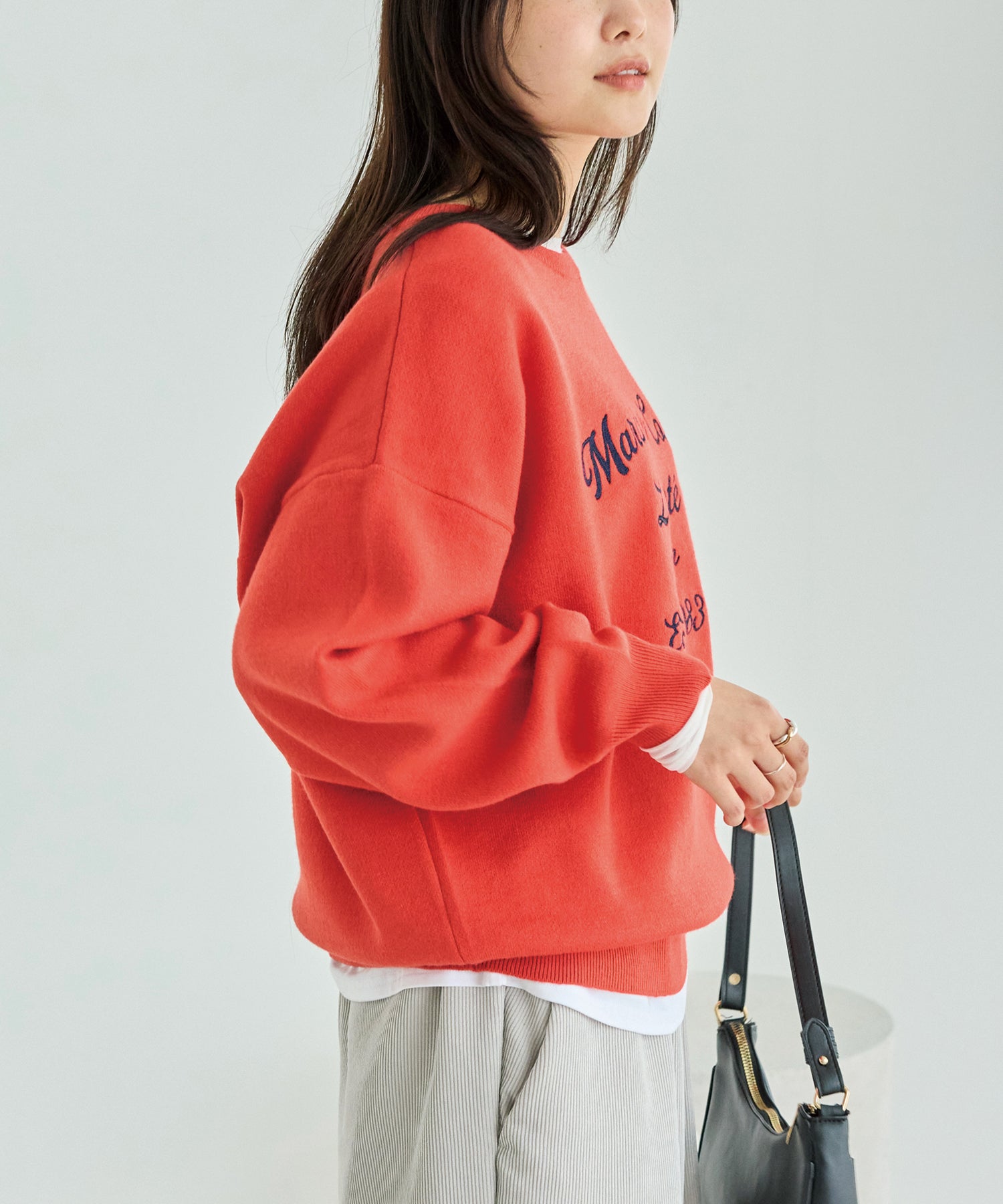 【洗える】チェーンステッチロゴニットプルオーバー