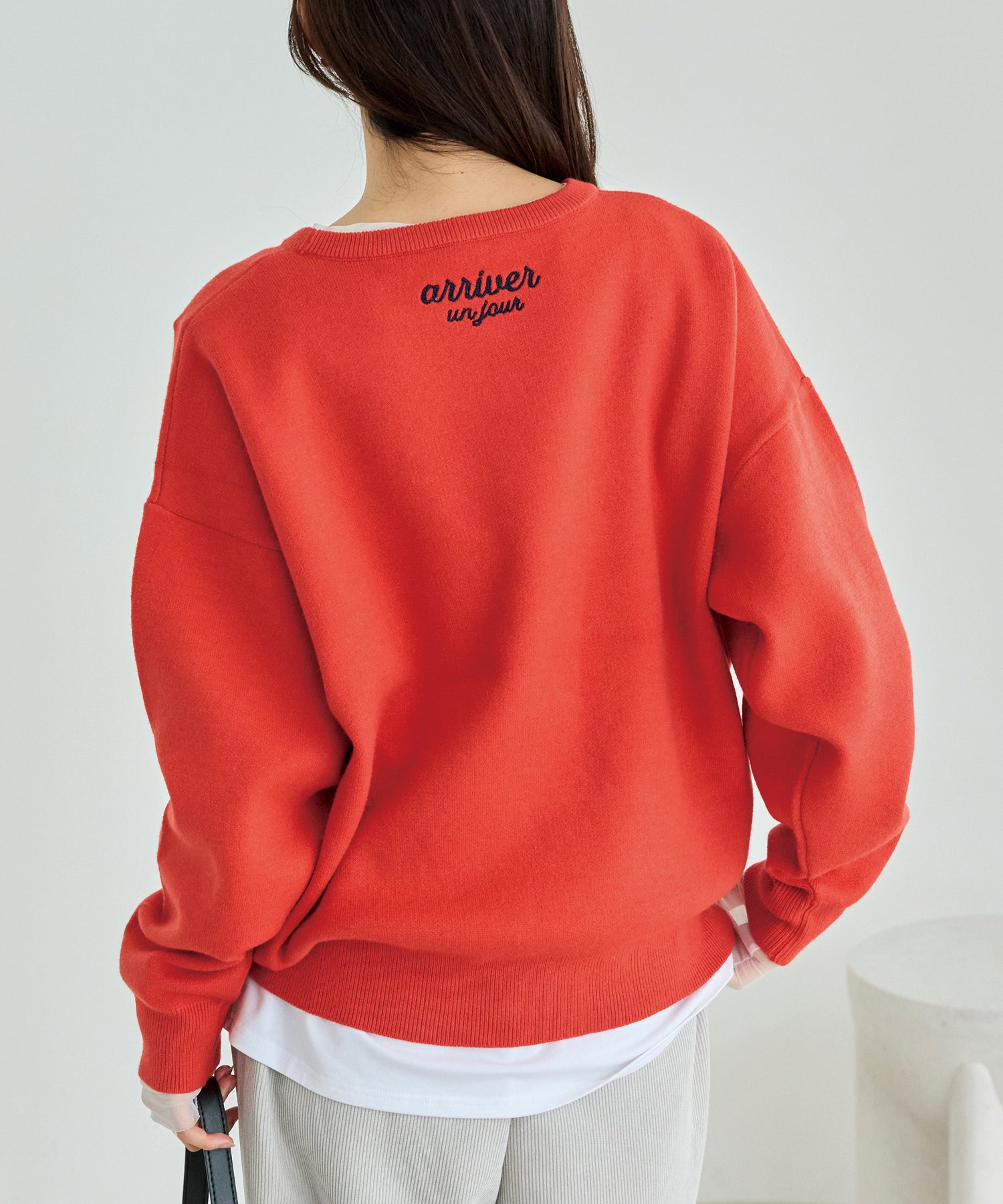 【洗える】チェーンステッチロゴニットプルオーバー