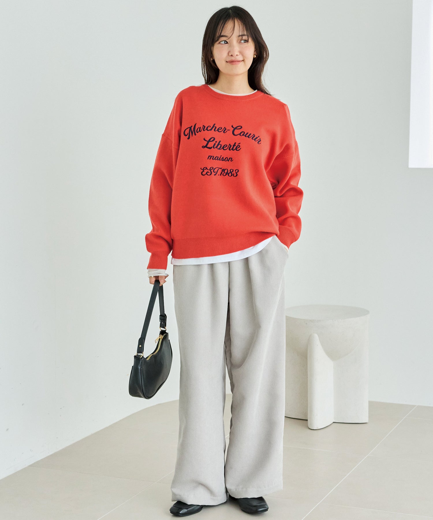 【洗える】チェーンステッチロゴニットプルオーバー