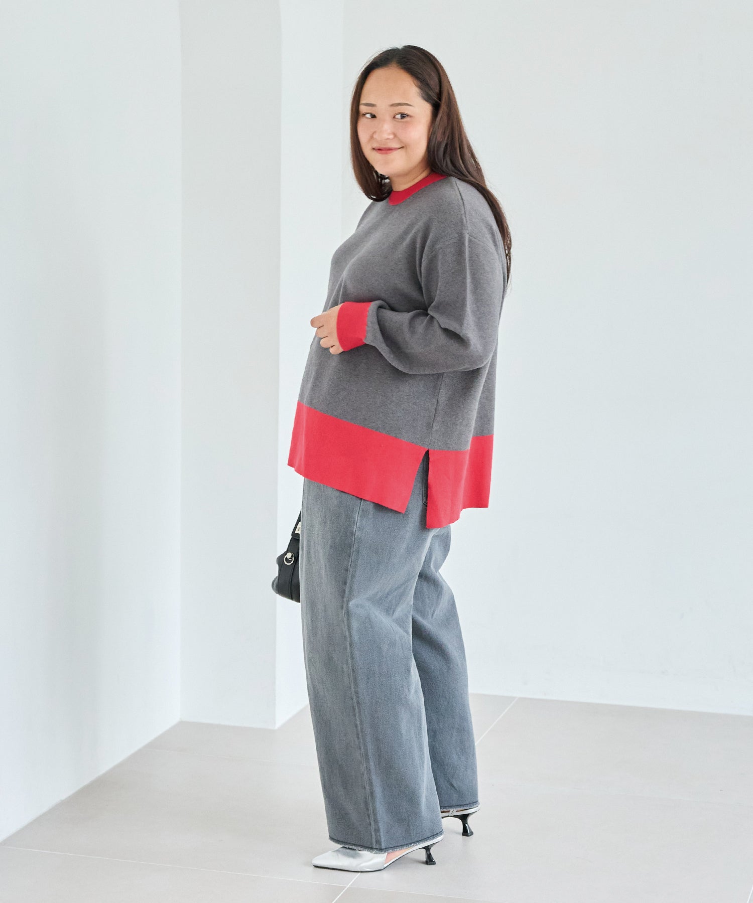 チャコールグレー　model:161cm 着用サイズ:3L