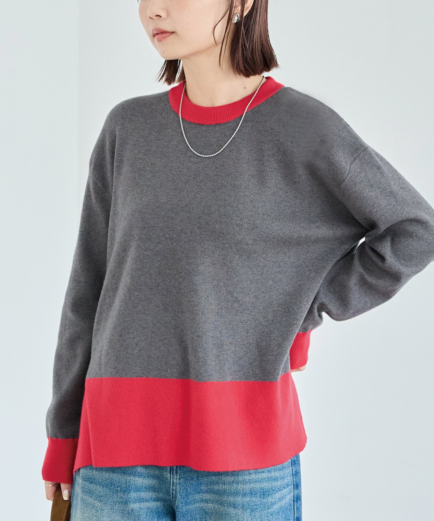 チャコールグレー　model:156cm 着用サイズ:F