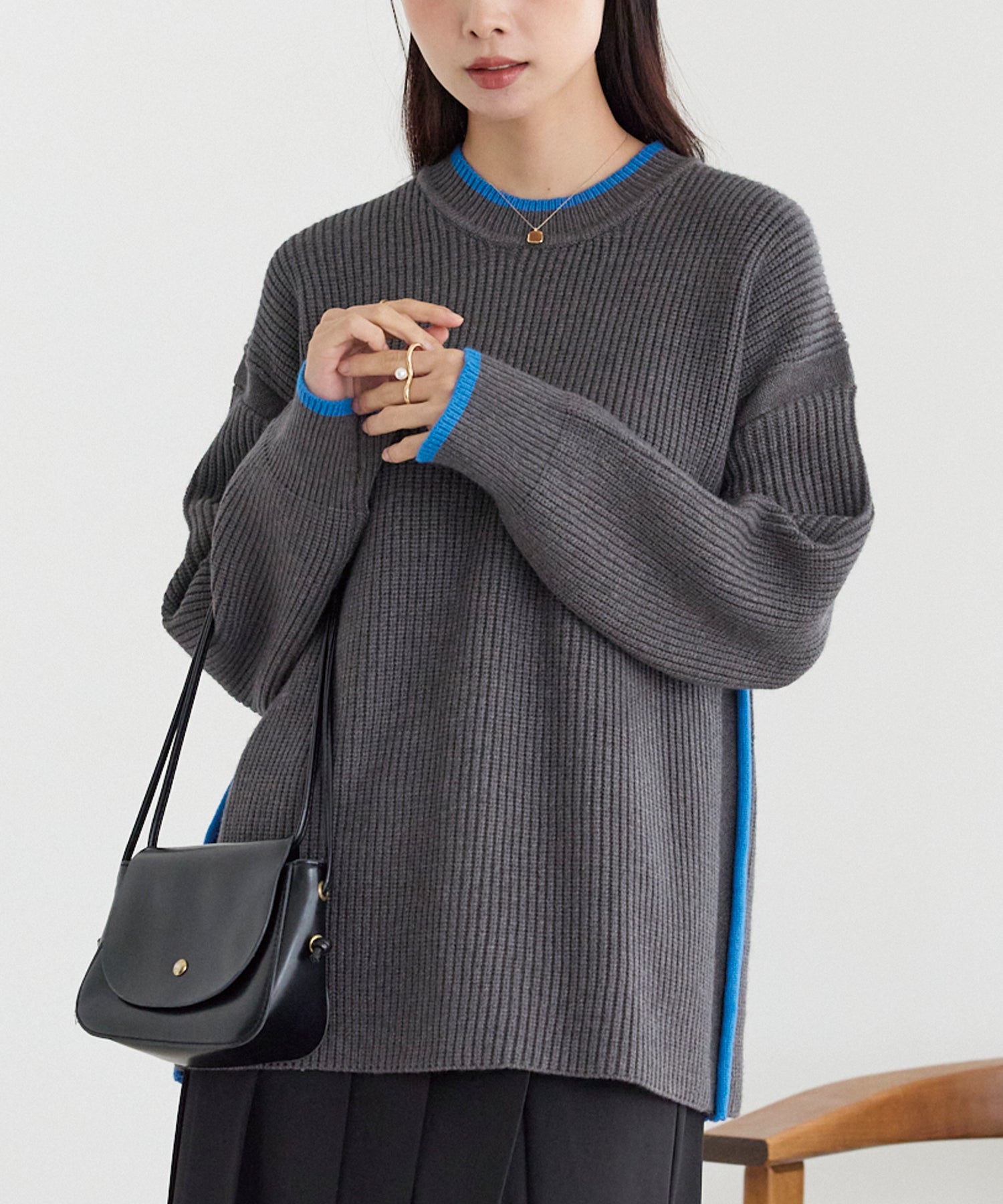 チャコールグレー　model:160cm 着用サイズ:F