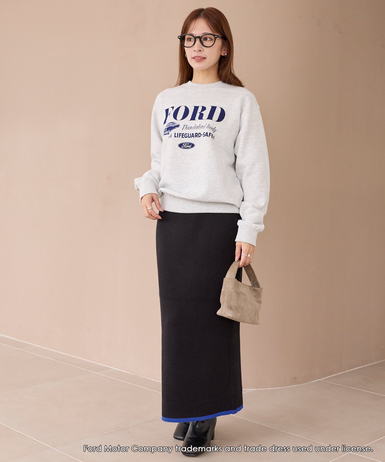 バイカラーリブニットスカート