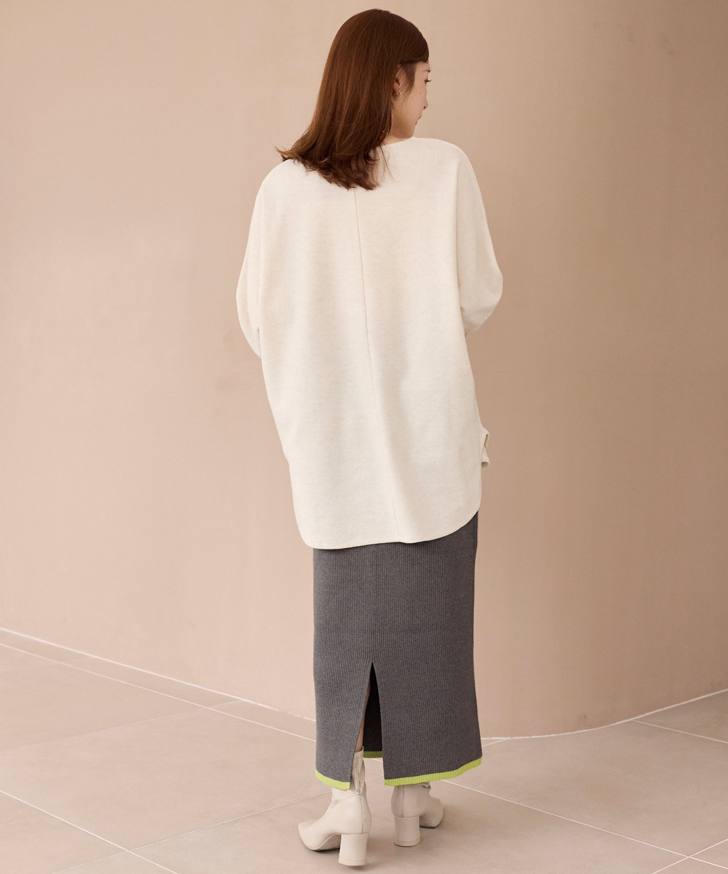 バイカラーリブニットスカート