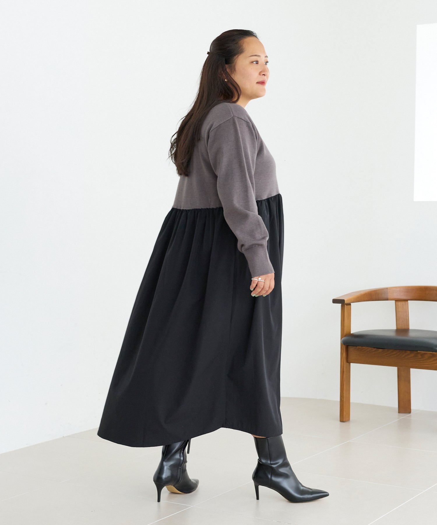 チャコールグレー　model:161cm 着用サイズ:3L