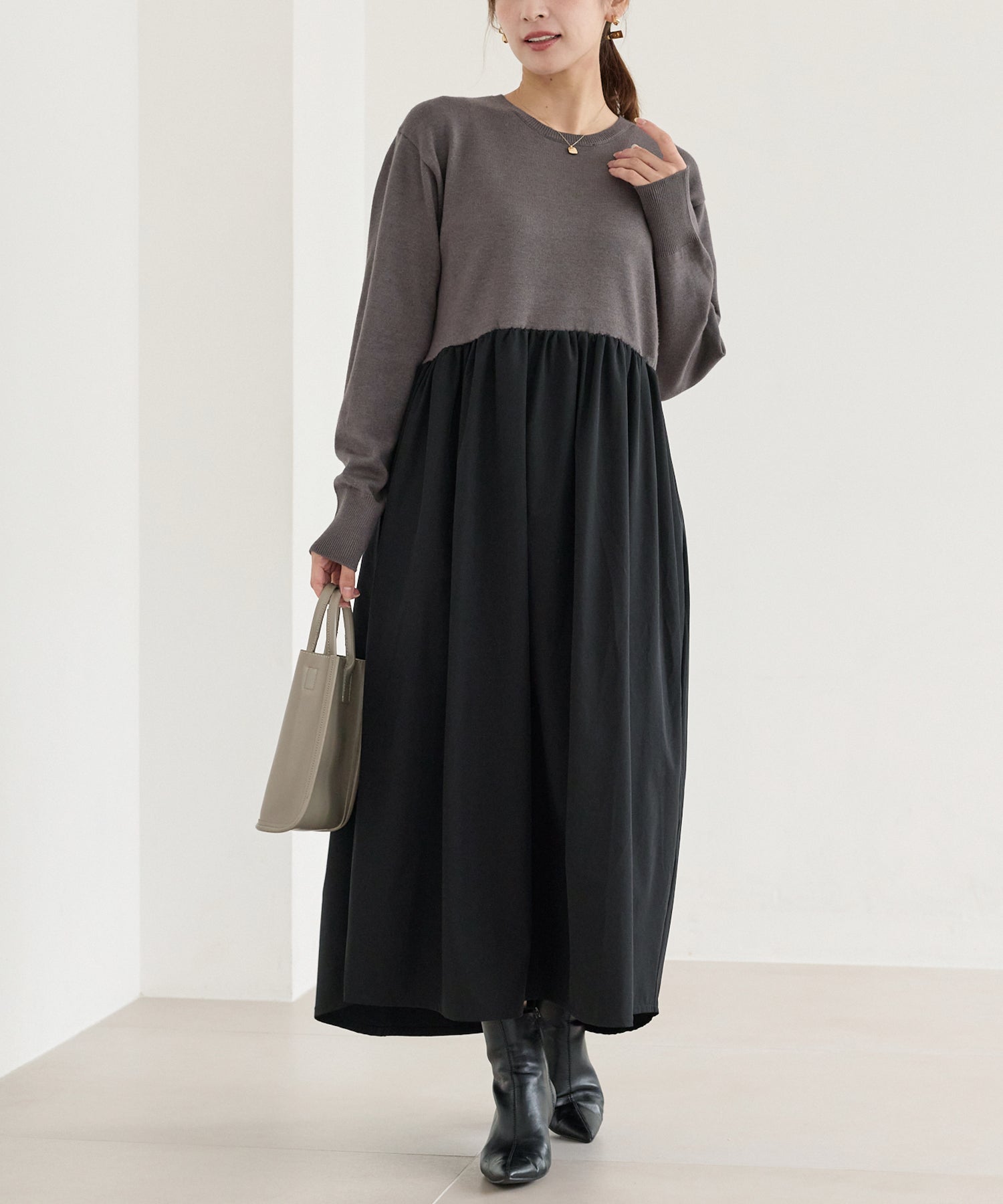 チャコールグレー　model:156cm 着用サイズ:F