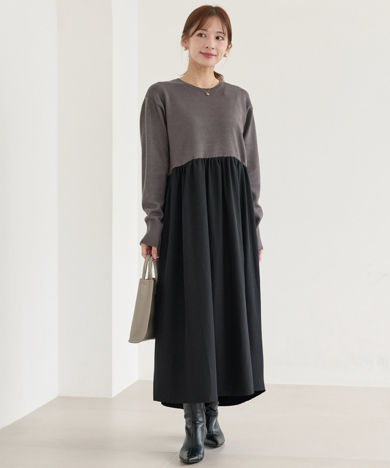 チャコールグレー　model:156cm 着用サイズ:F