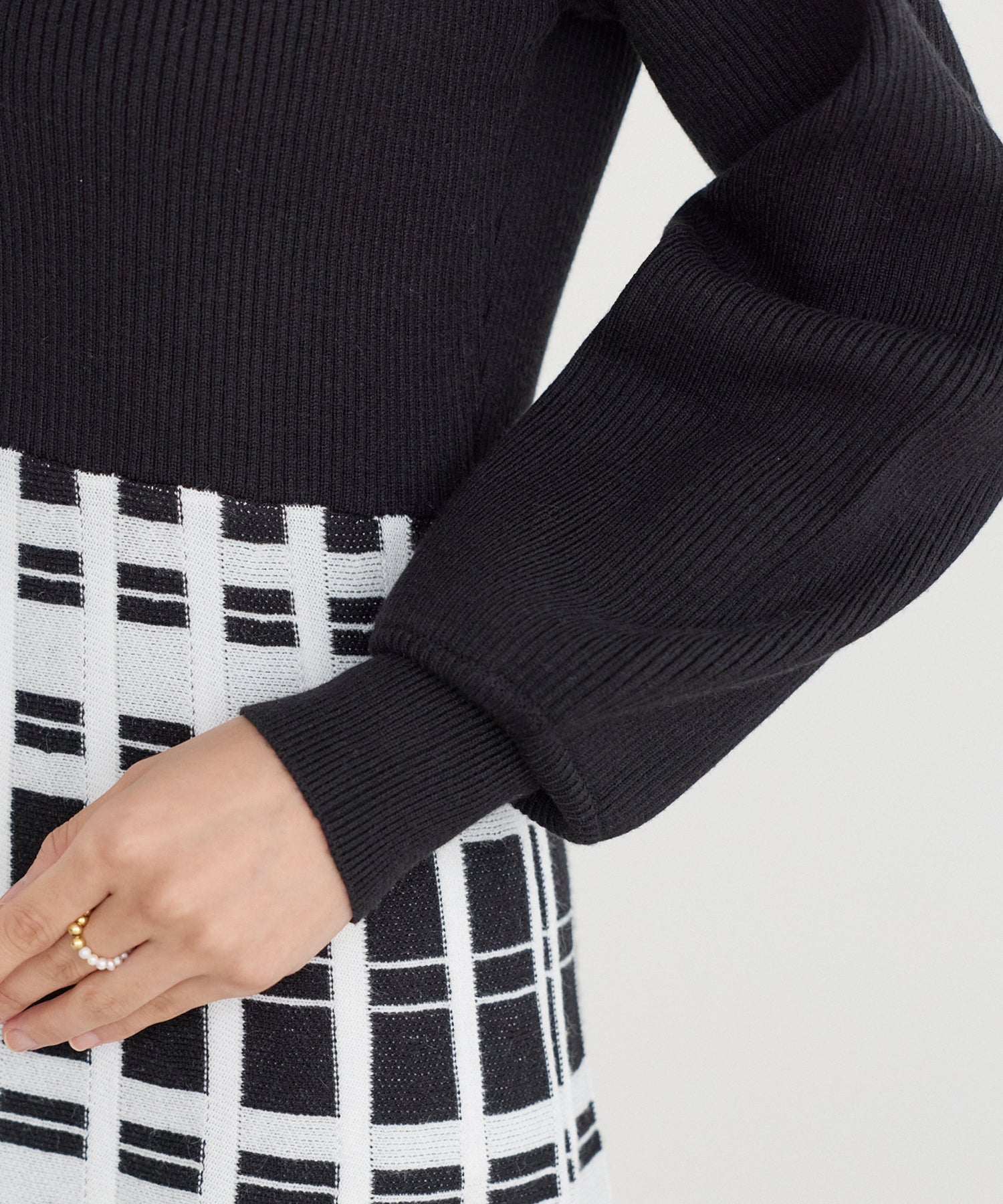 チェックジャガードニットワンピース